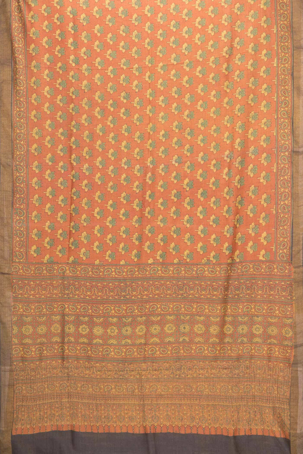 Brick Orange Dual Tone Tussar Silk Saree