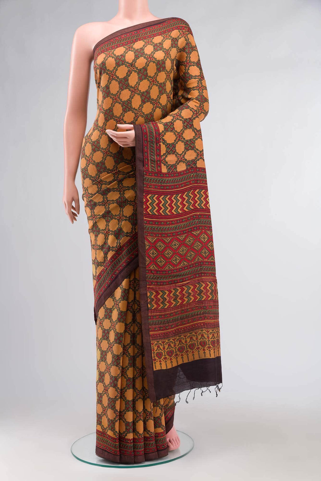 Mustard Tussar Silk Saree