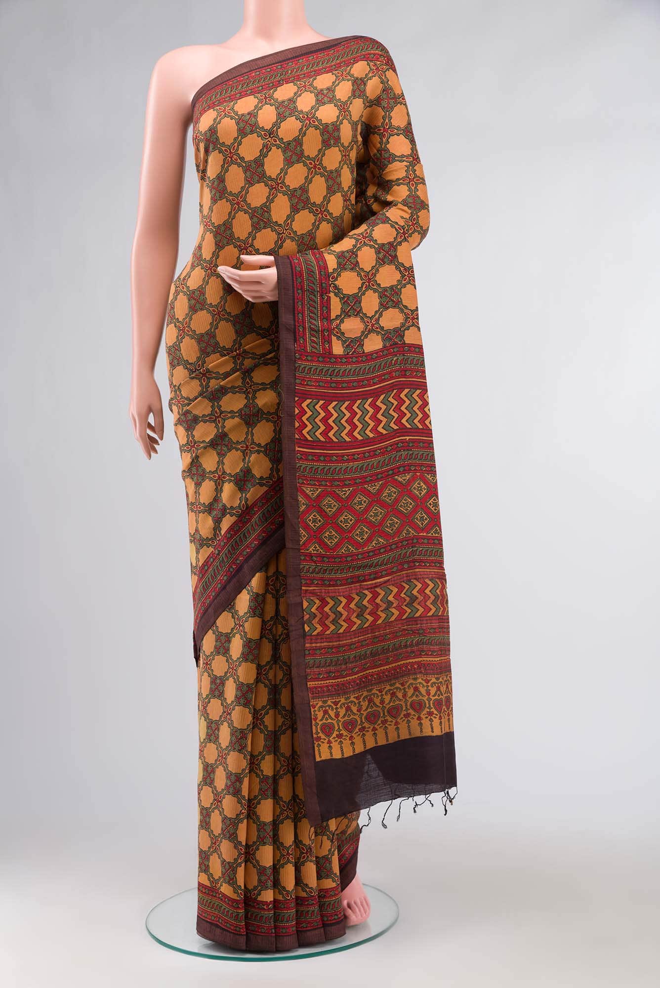 Mustard Tussar Silk Saree