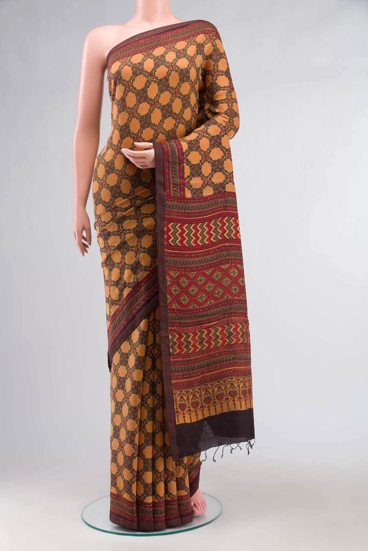 Mustard Tussar Silk Saree