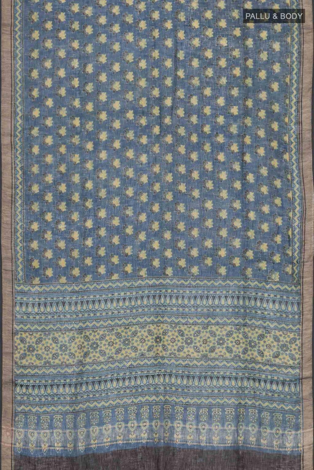 Blue Linen Cotton Saree