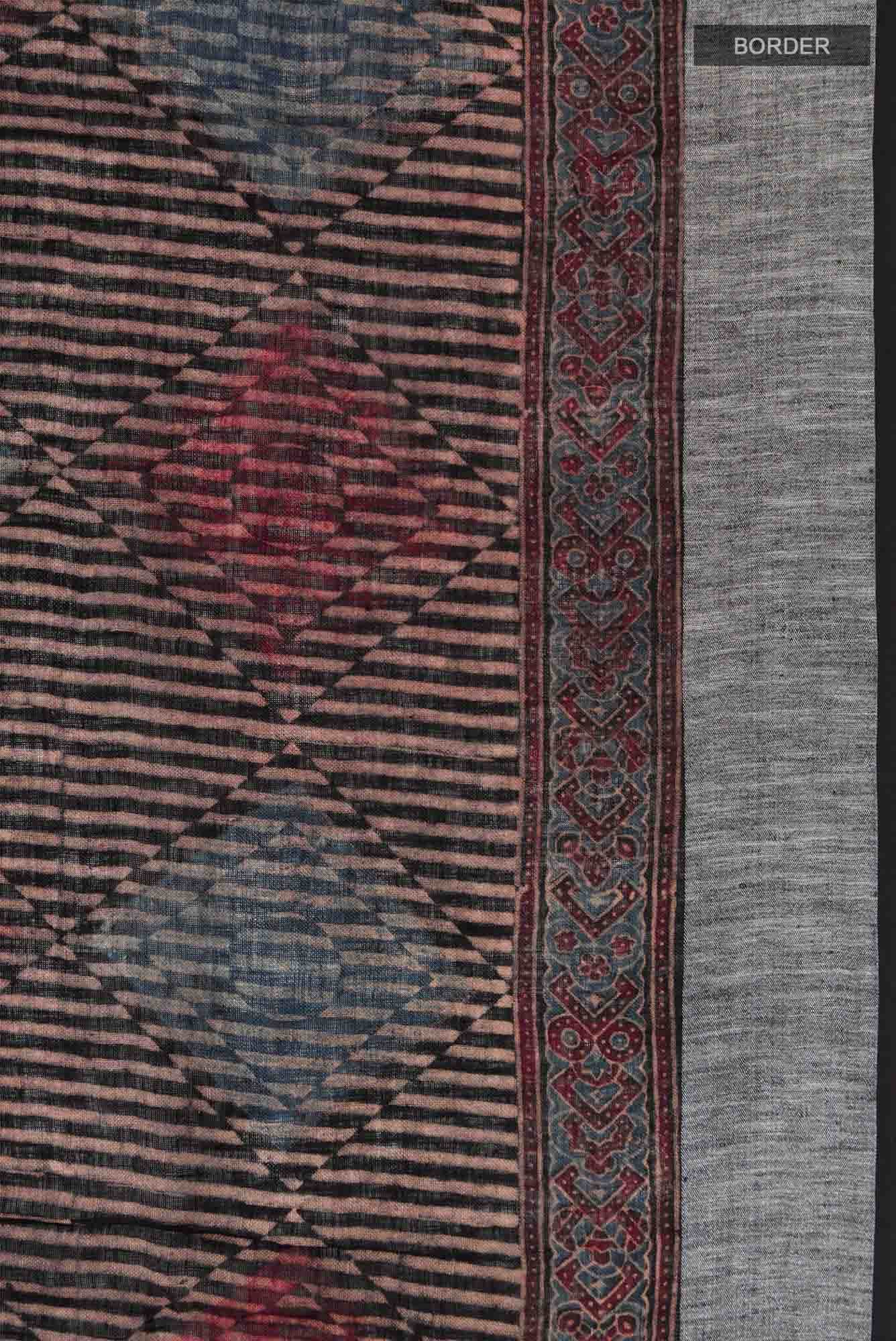 Black Linen Cotton Saree