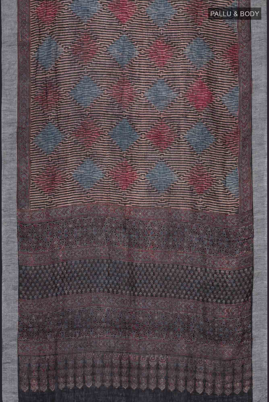 Black Linen Cotton Saree