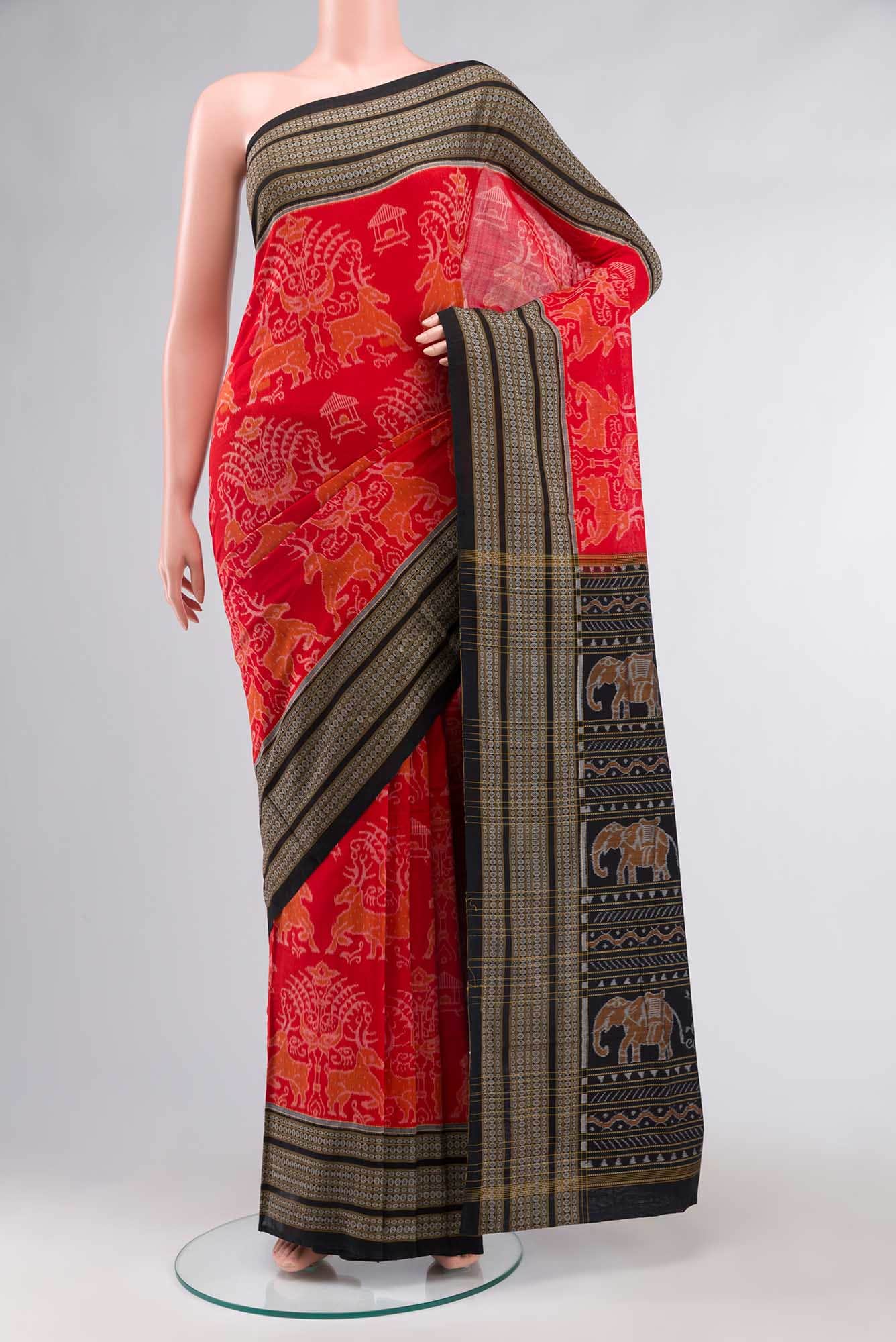 Red Orissa Cotton Saree