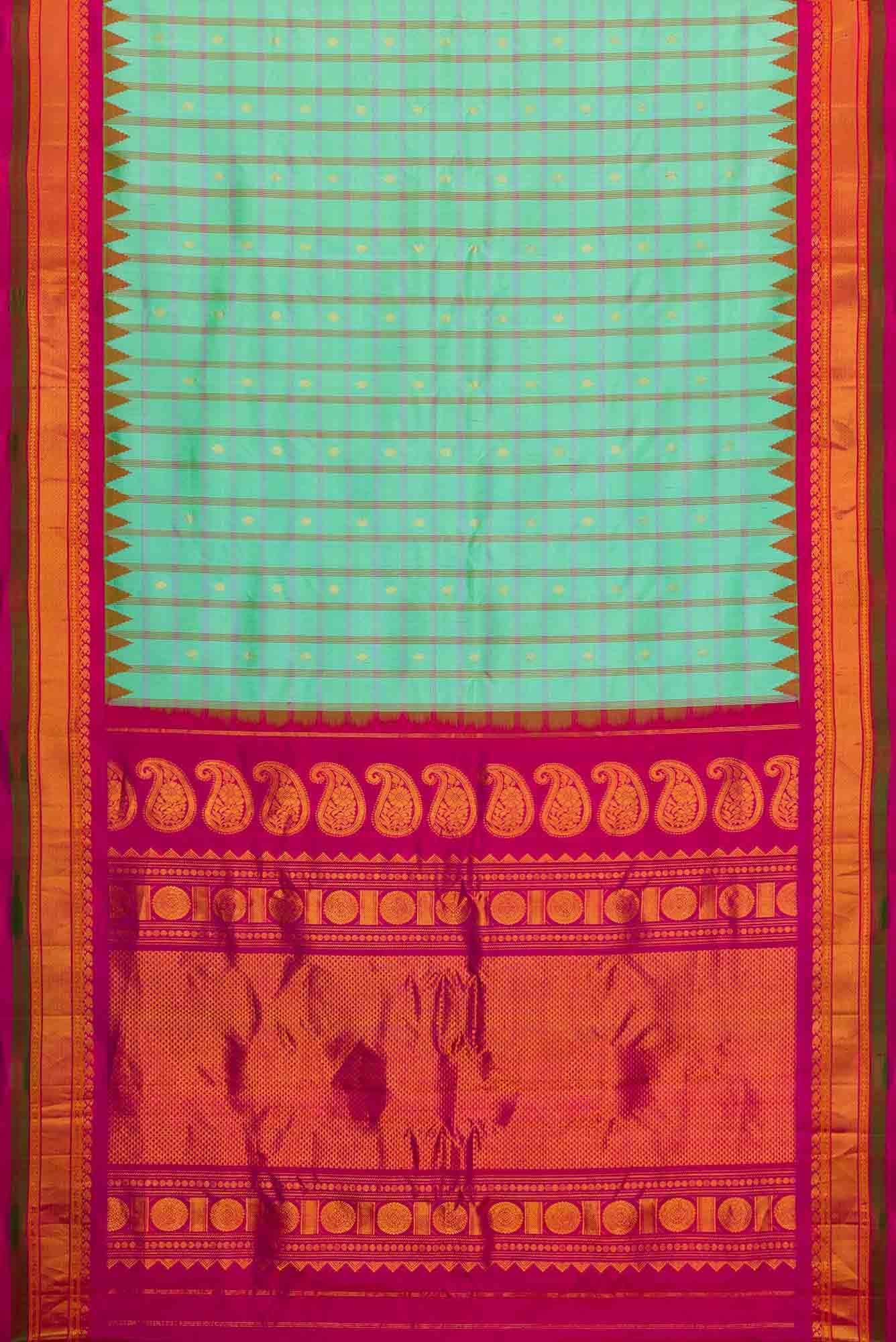 Sea Green Dual Tone Gadwal Silk Saree