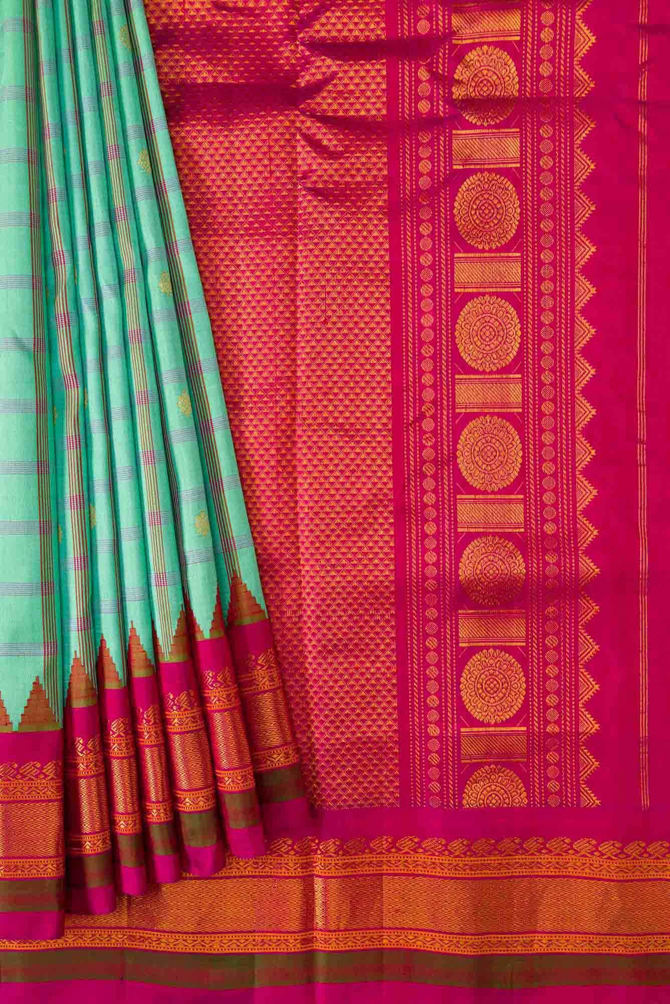 Sea Green Dual Tone Gadwal Silk Saree