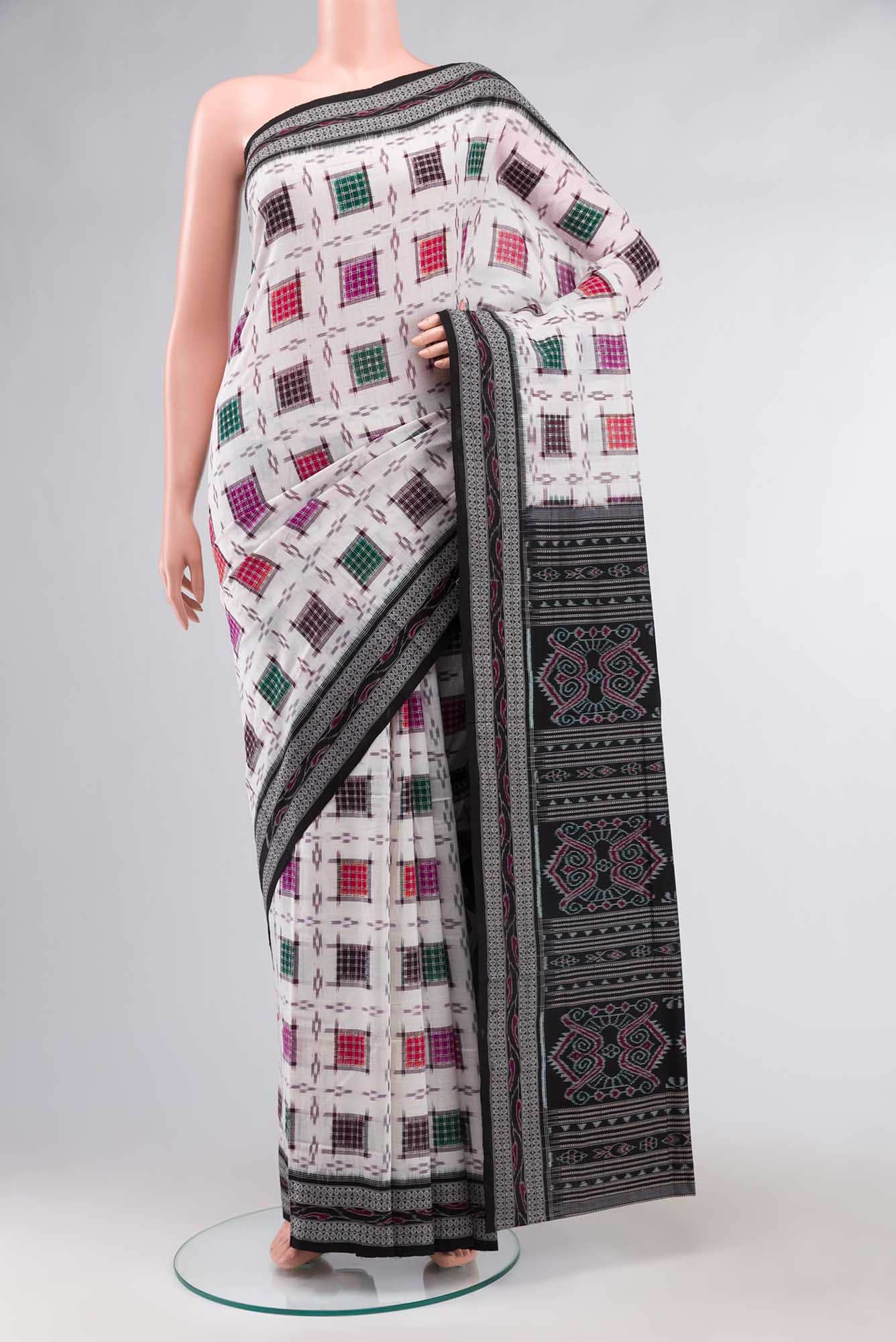 White Orissa Cotton Saree