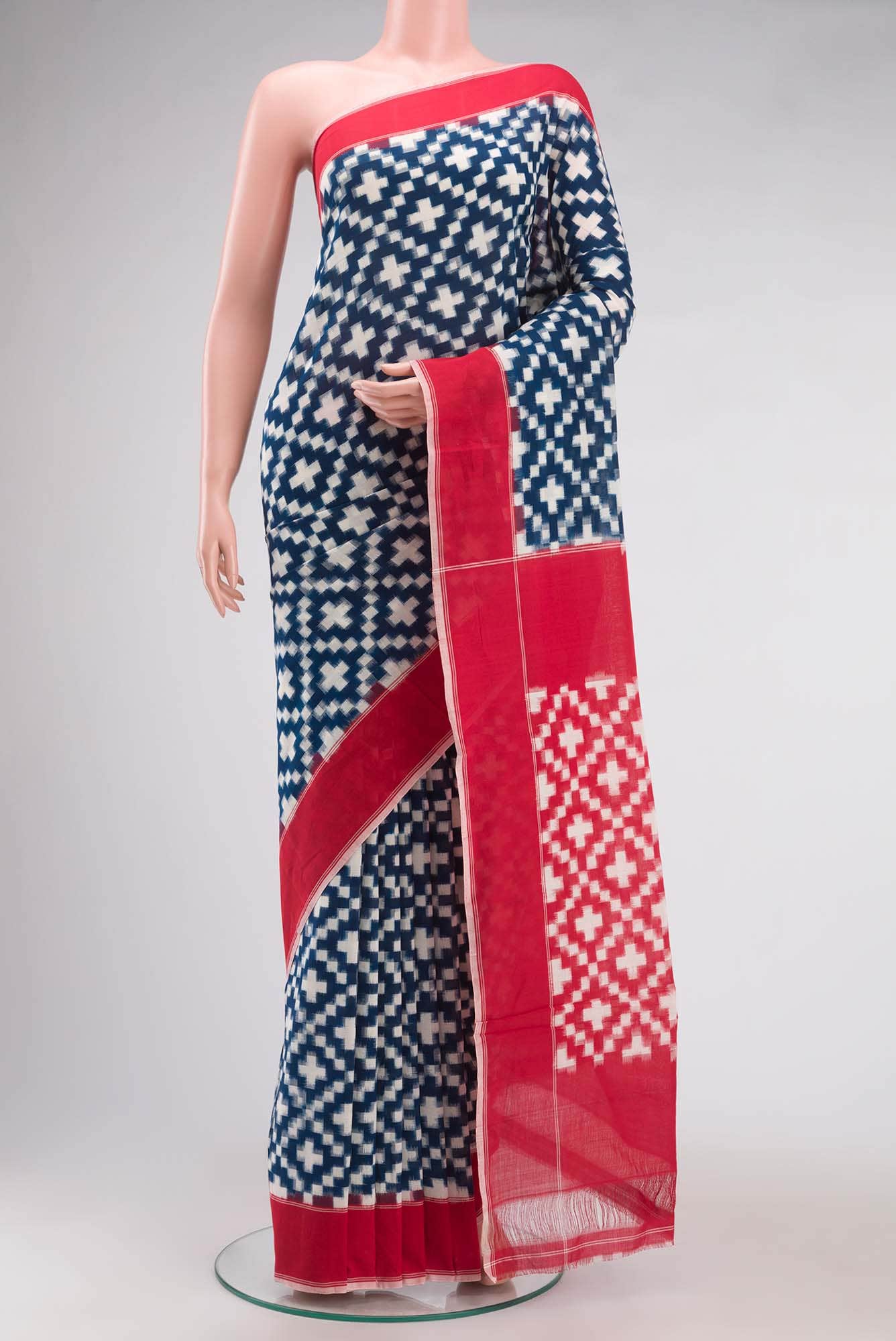 Blue Pochampally Cotton Saree