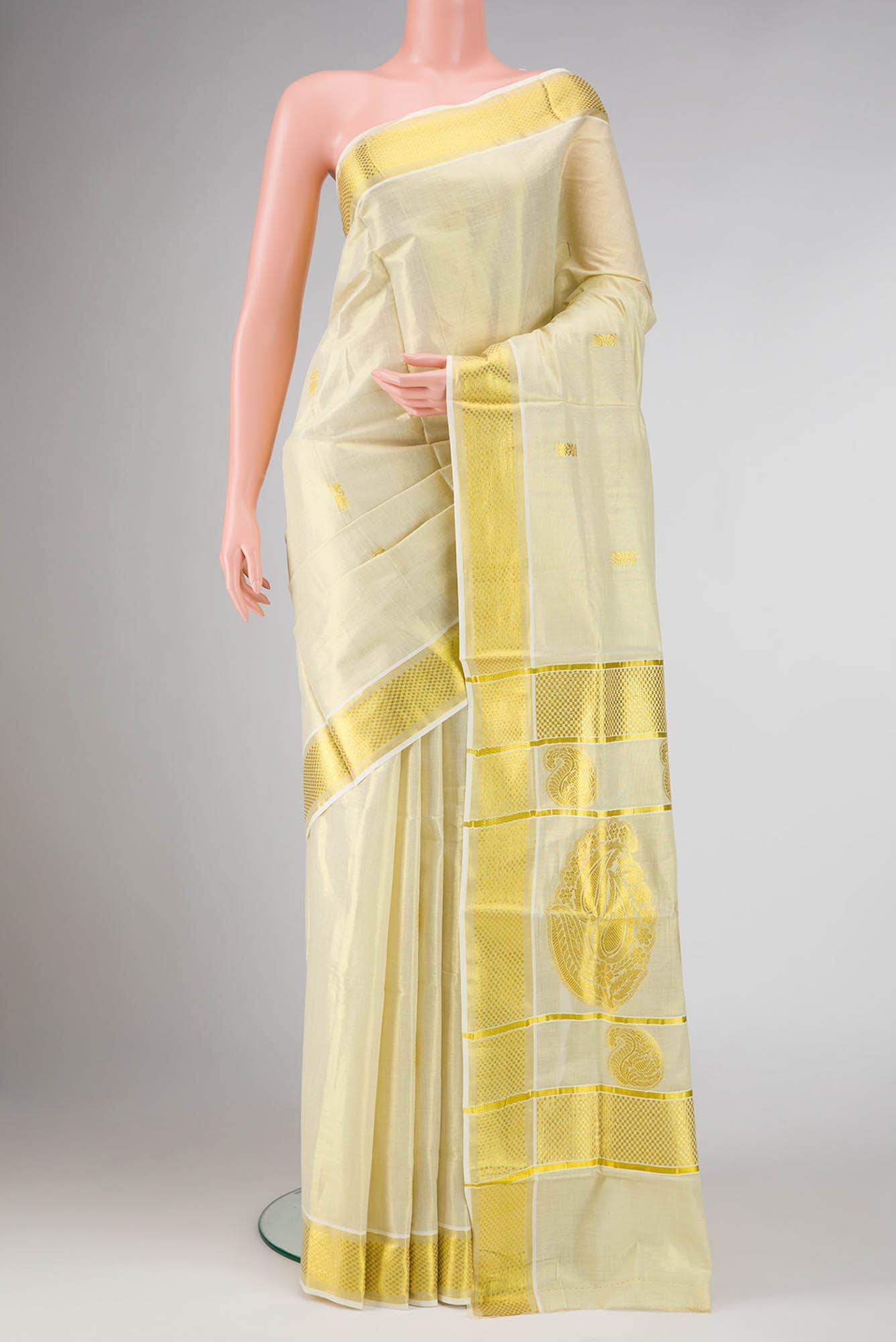 Gold Dual Tone Kerala Cotton Saree