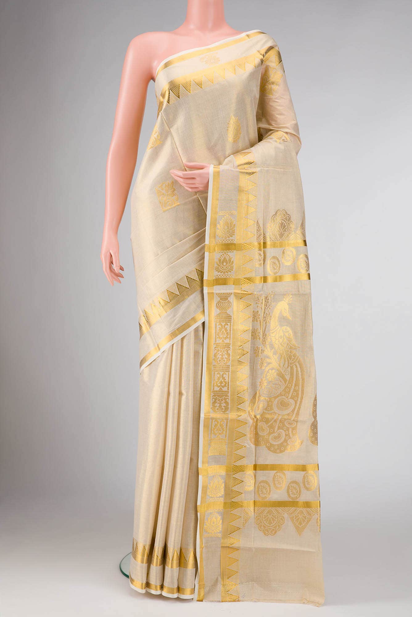 Gold Dual Tone Kerala Cotton Saree