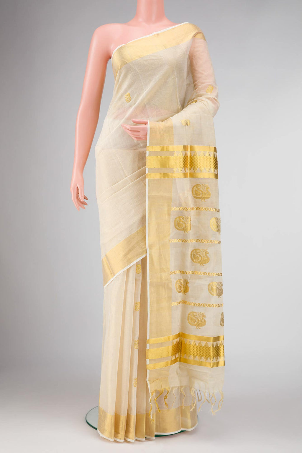 Gold Dual Tone Kerala Cotton Saree