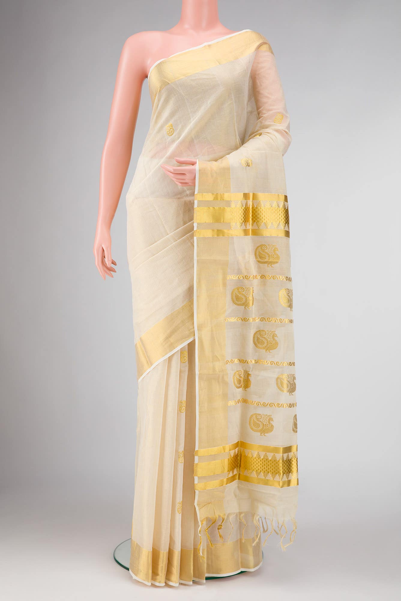 Gold Dual Tone Kerala Cotton Saree