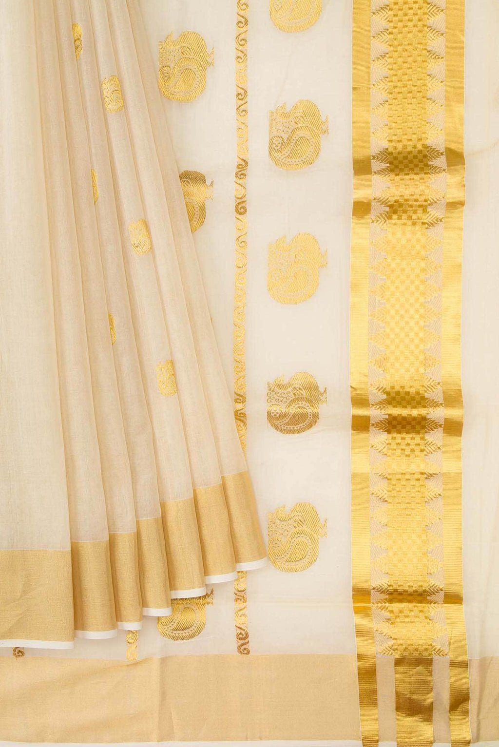Gold Dual Tone Kerala Cotton Saree