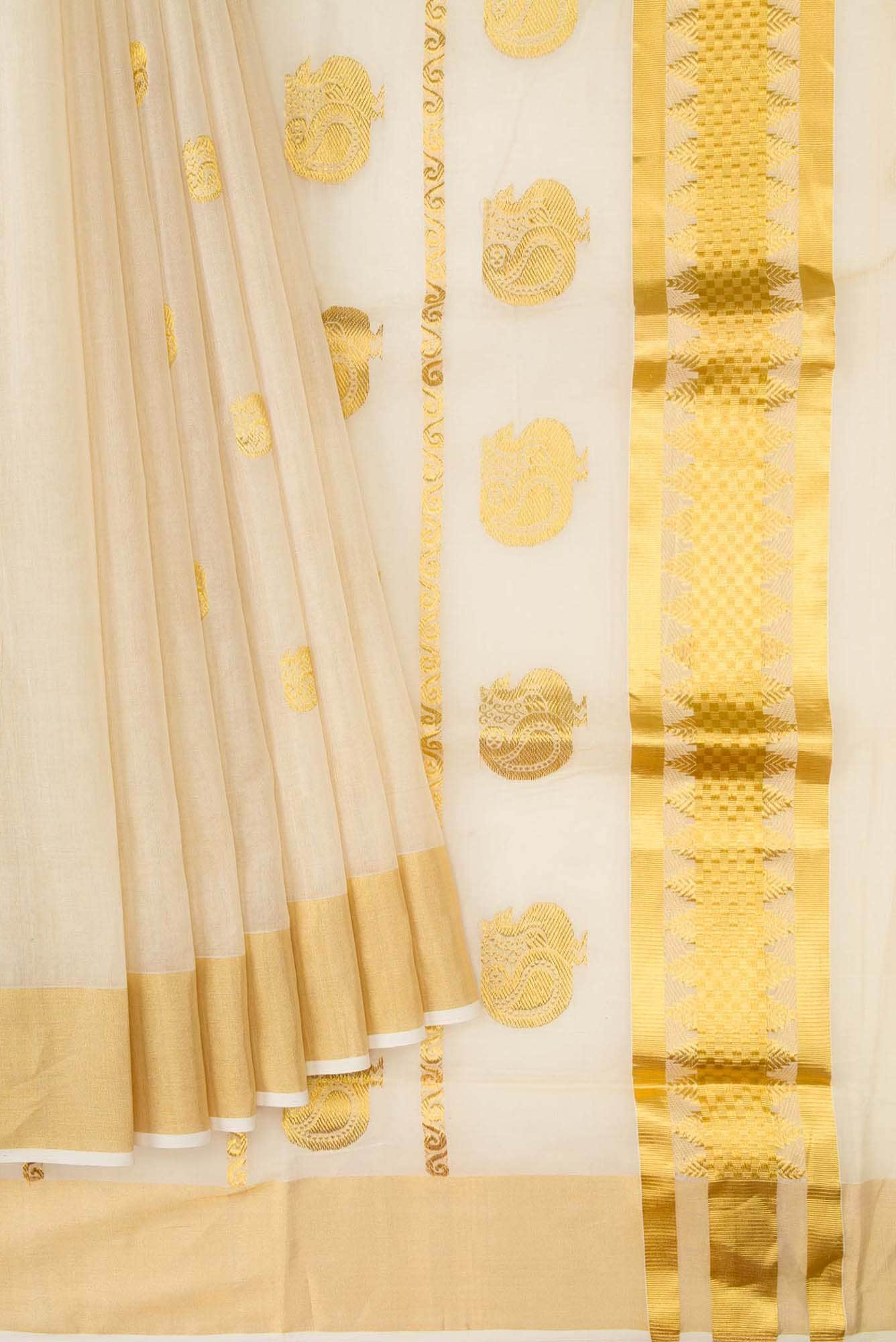 Gold Dual Tone Kerala Cotton Saree