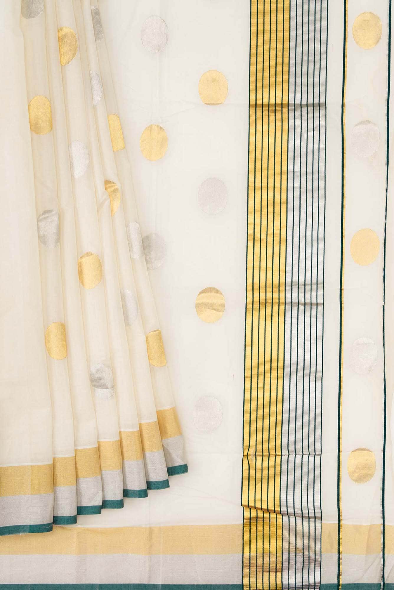 Off White Dual Tone Kerala Cotton Saree