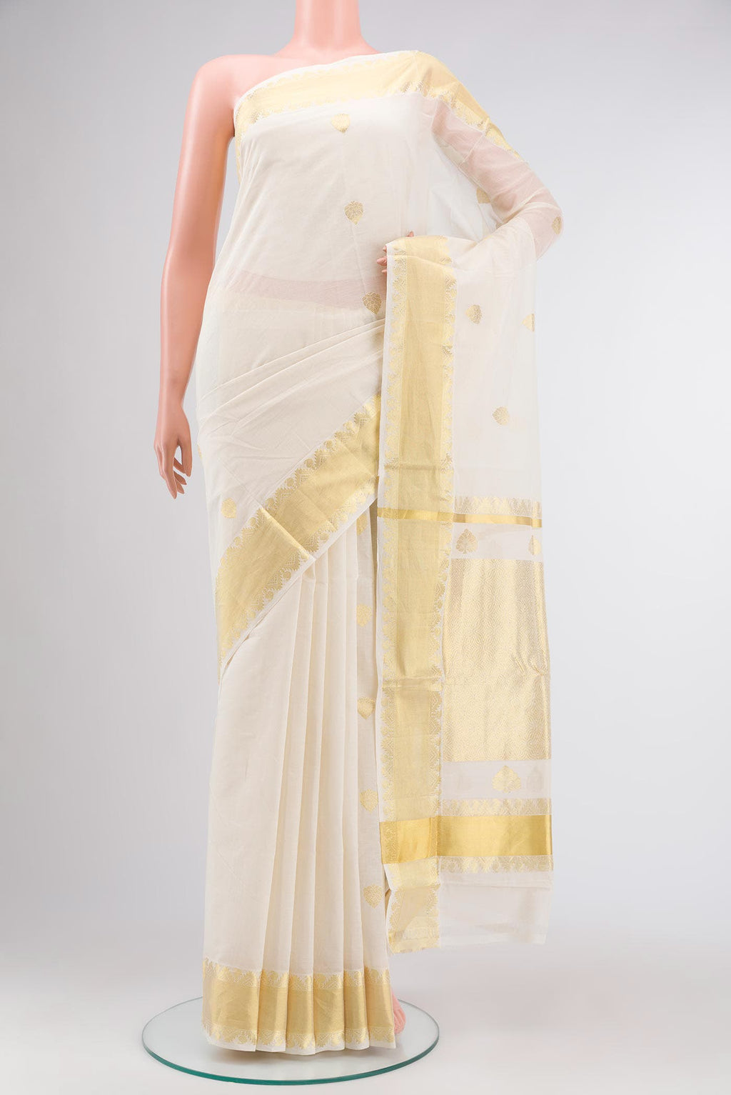 Off White Kerala Cotton Saree