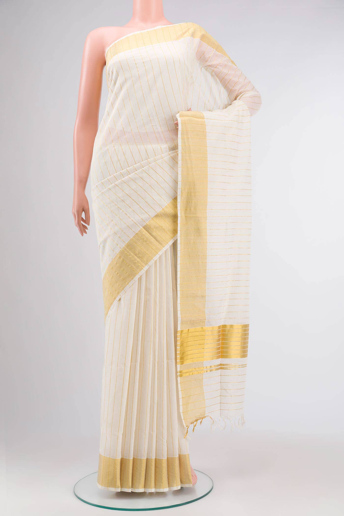 Off White Kerala Cotton Saree