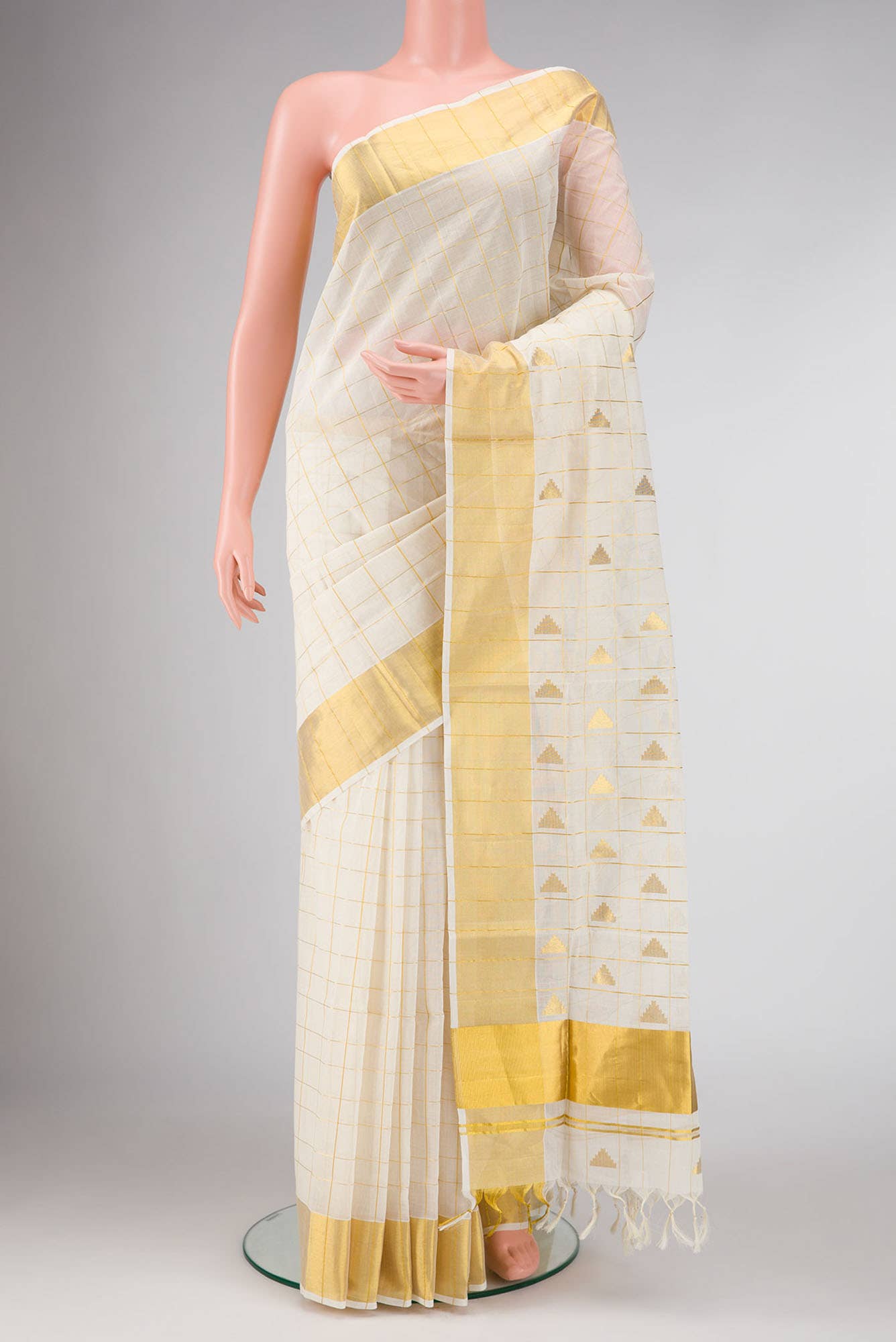 Gold Dual Tone Kerala Cotton Saree