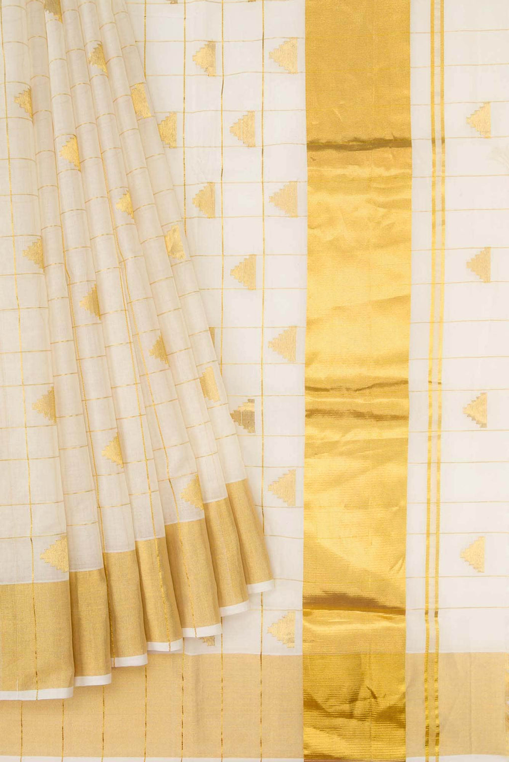 Gold Dual Tone Kerala Cotton Saree