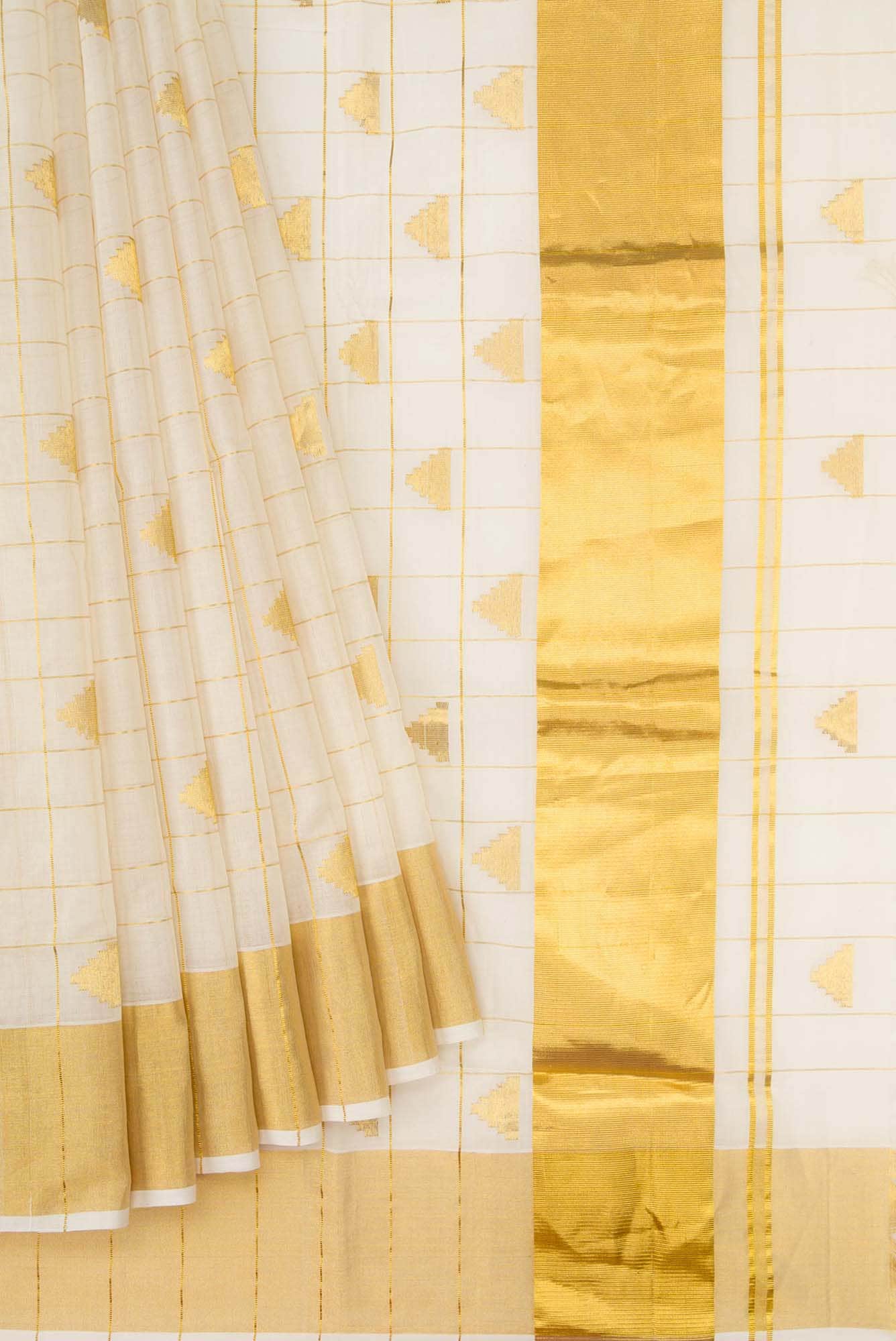 Gold Dual Tone Kerala Cotton Saree