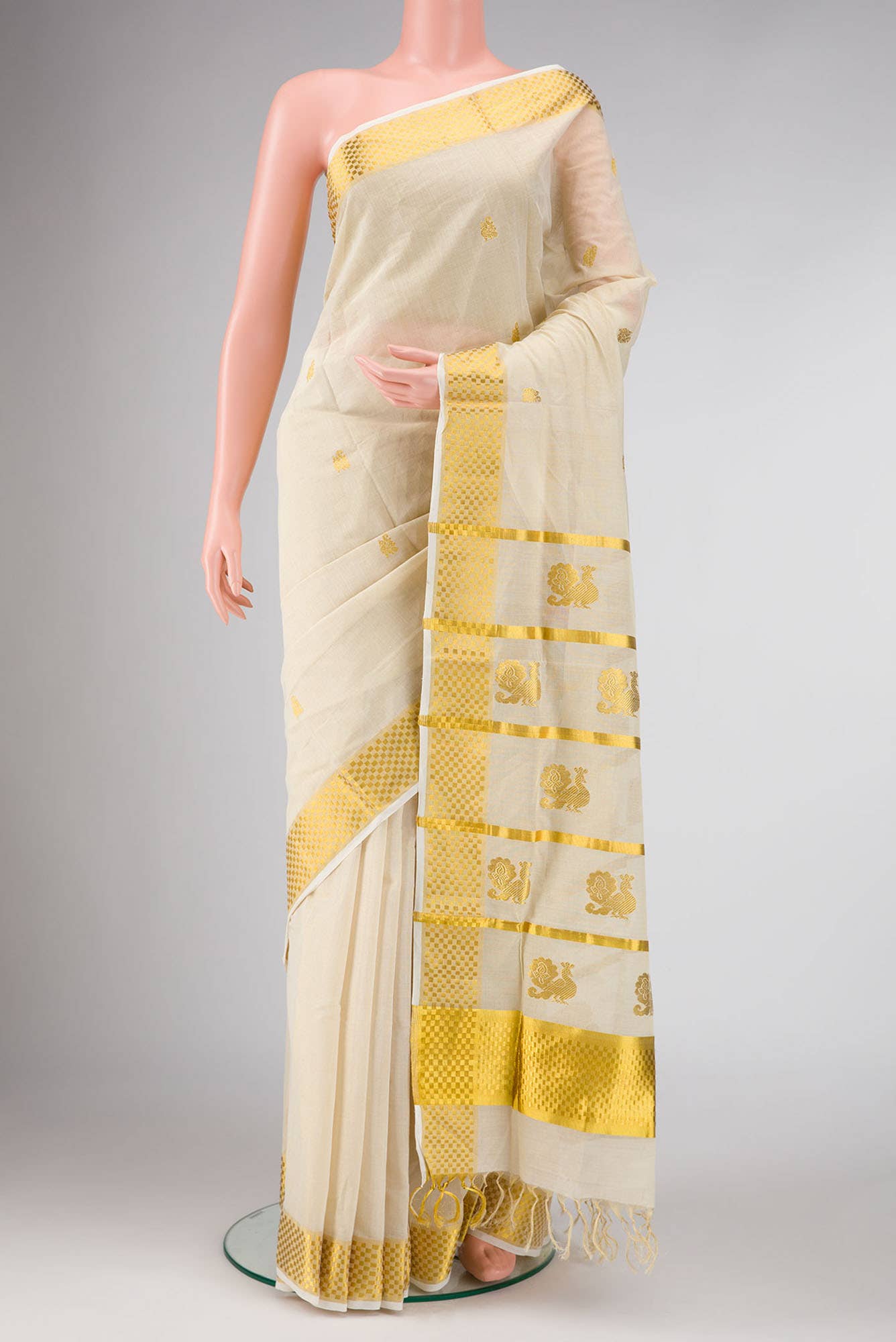 Gold Dual Tone Kerala Cotton Saree