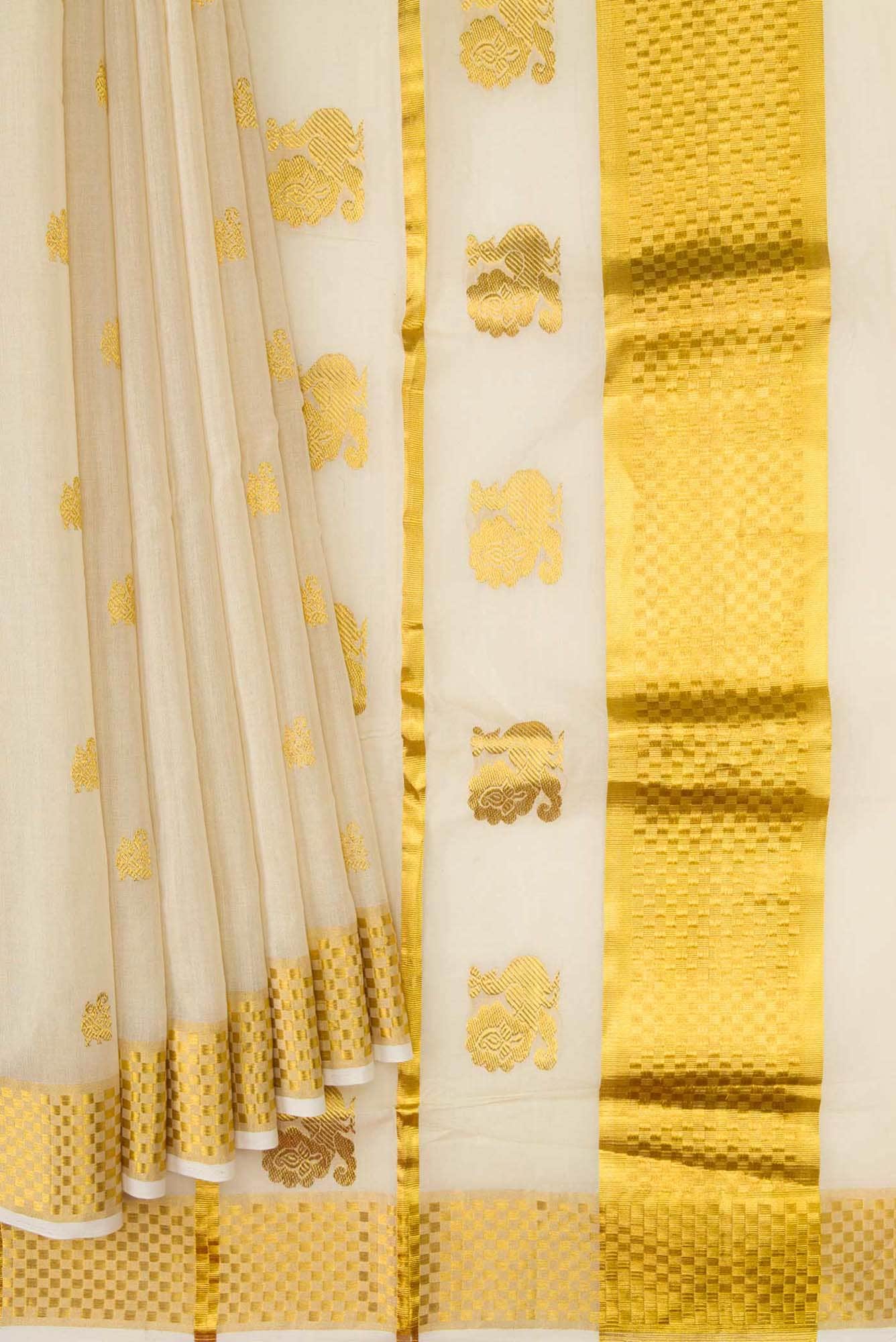 Gold Dual Tone Kerala Cotton Saree
