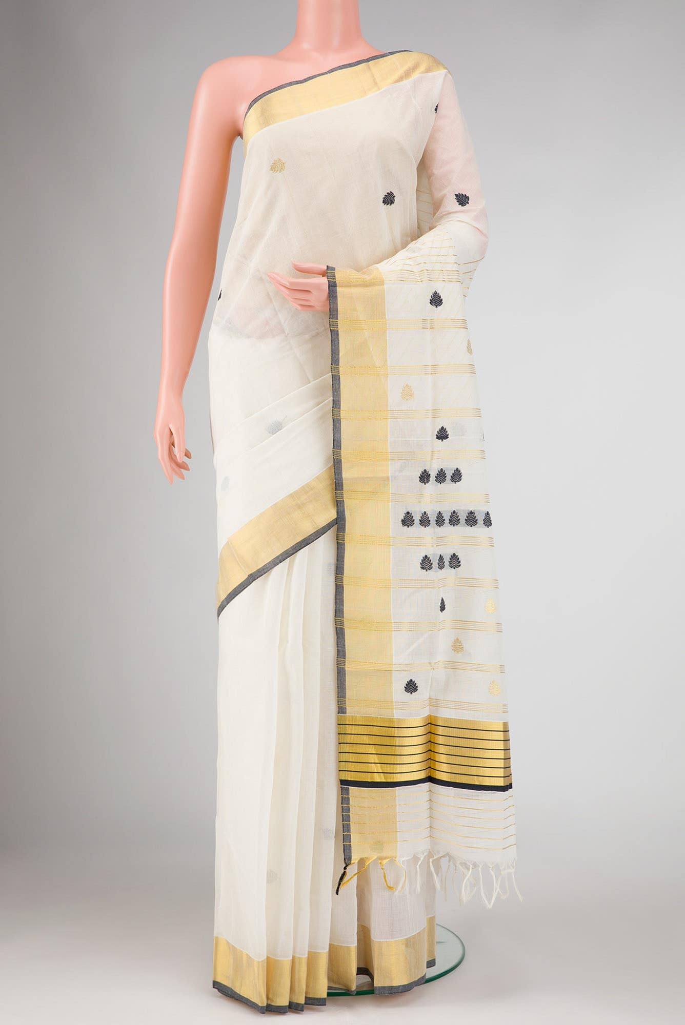 Off White Dual Tone Kerala Cotton Saree