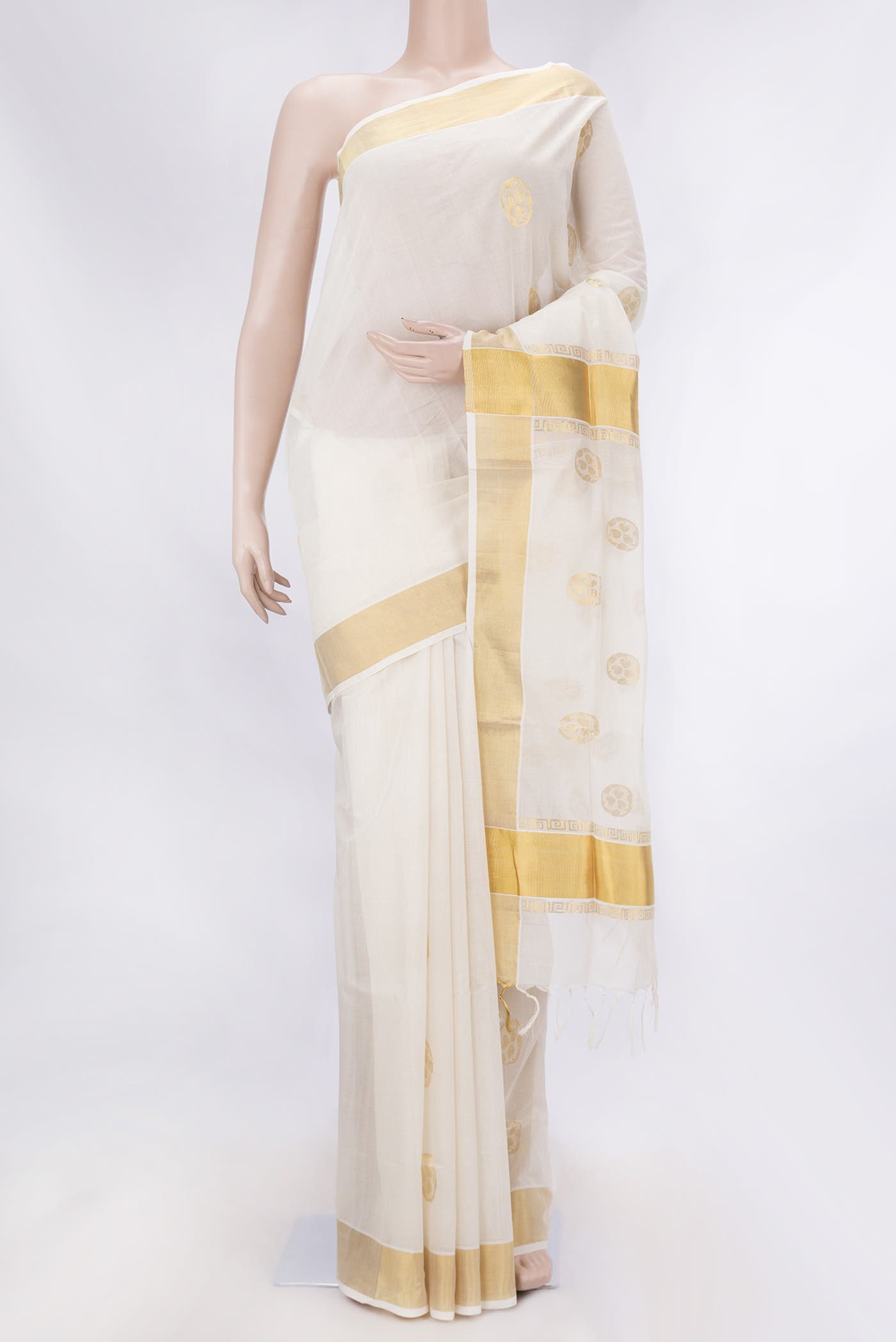 Off White Kerala Cotton Saree