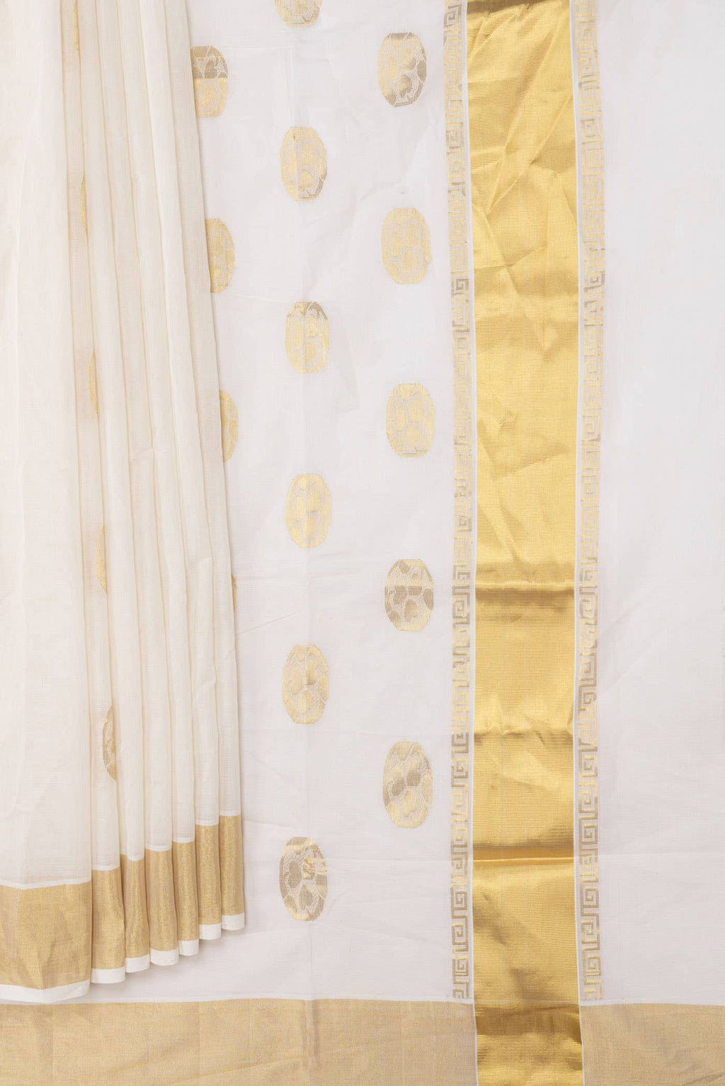 Off White Kerala Cotton Saree