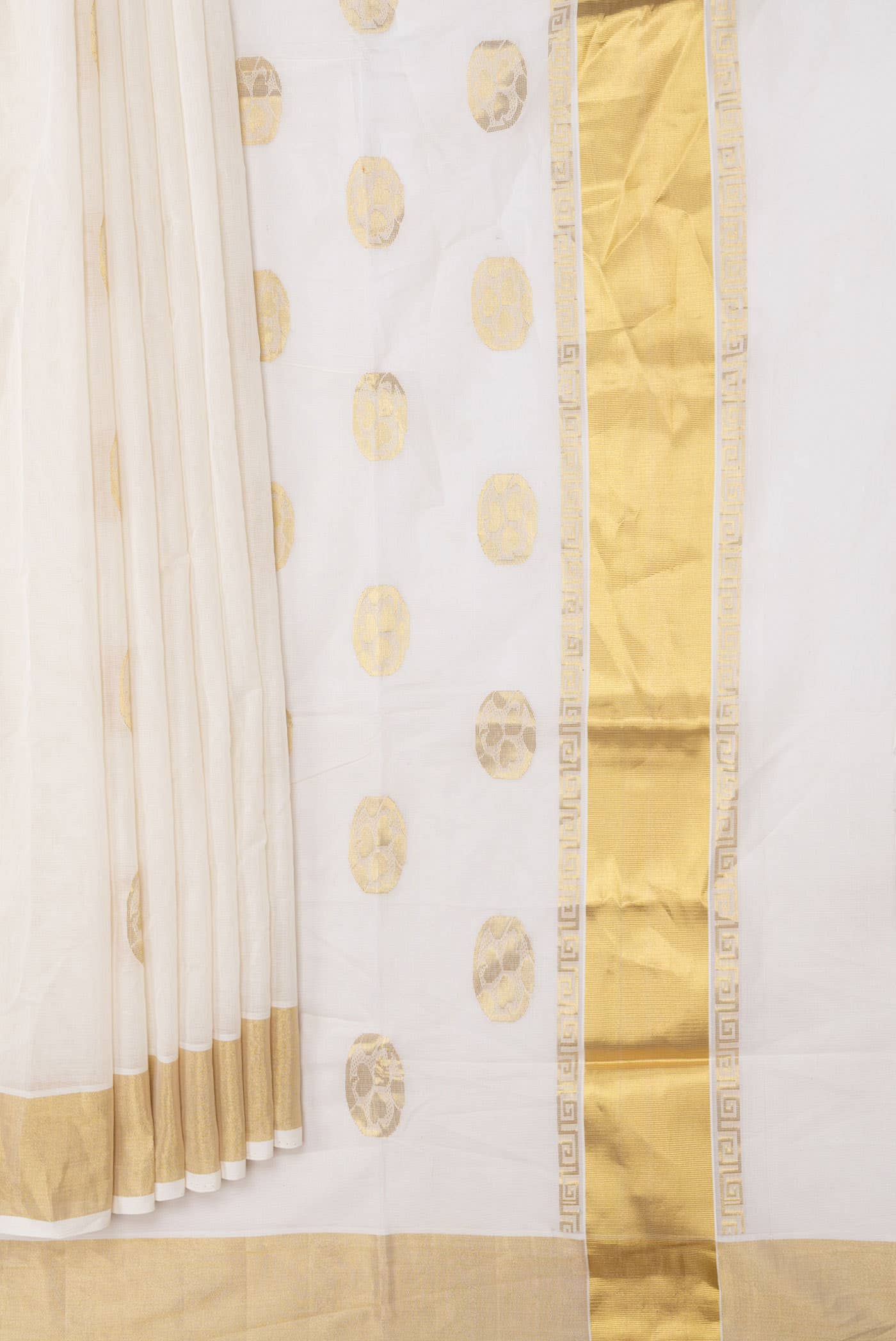 Off White Kerala Cotton Saree