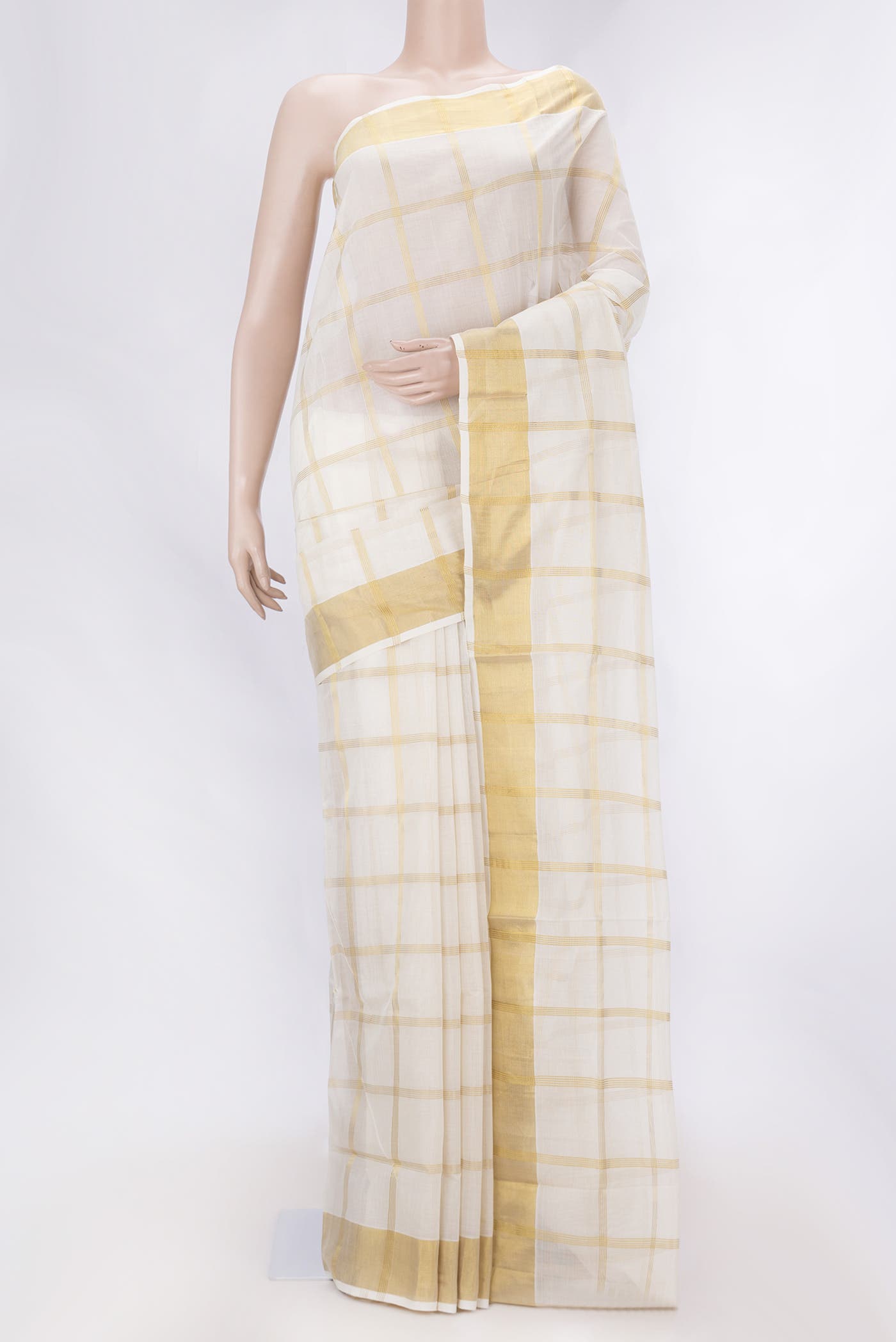 Off White Kerala Cotton Saree