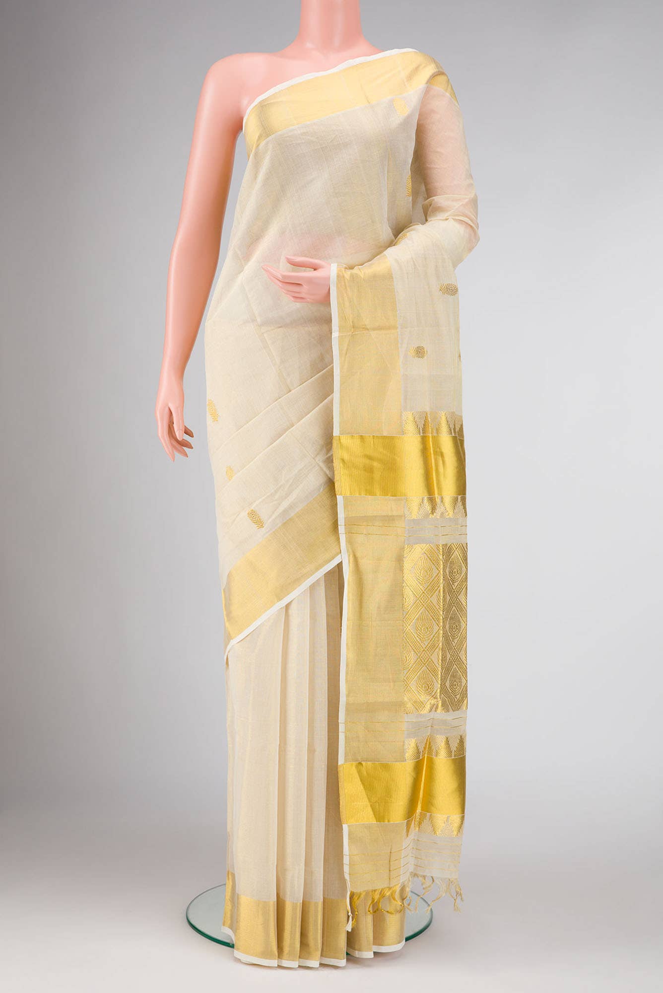 Gold Dual Tone Kerala Cotton Saree