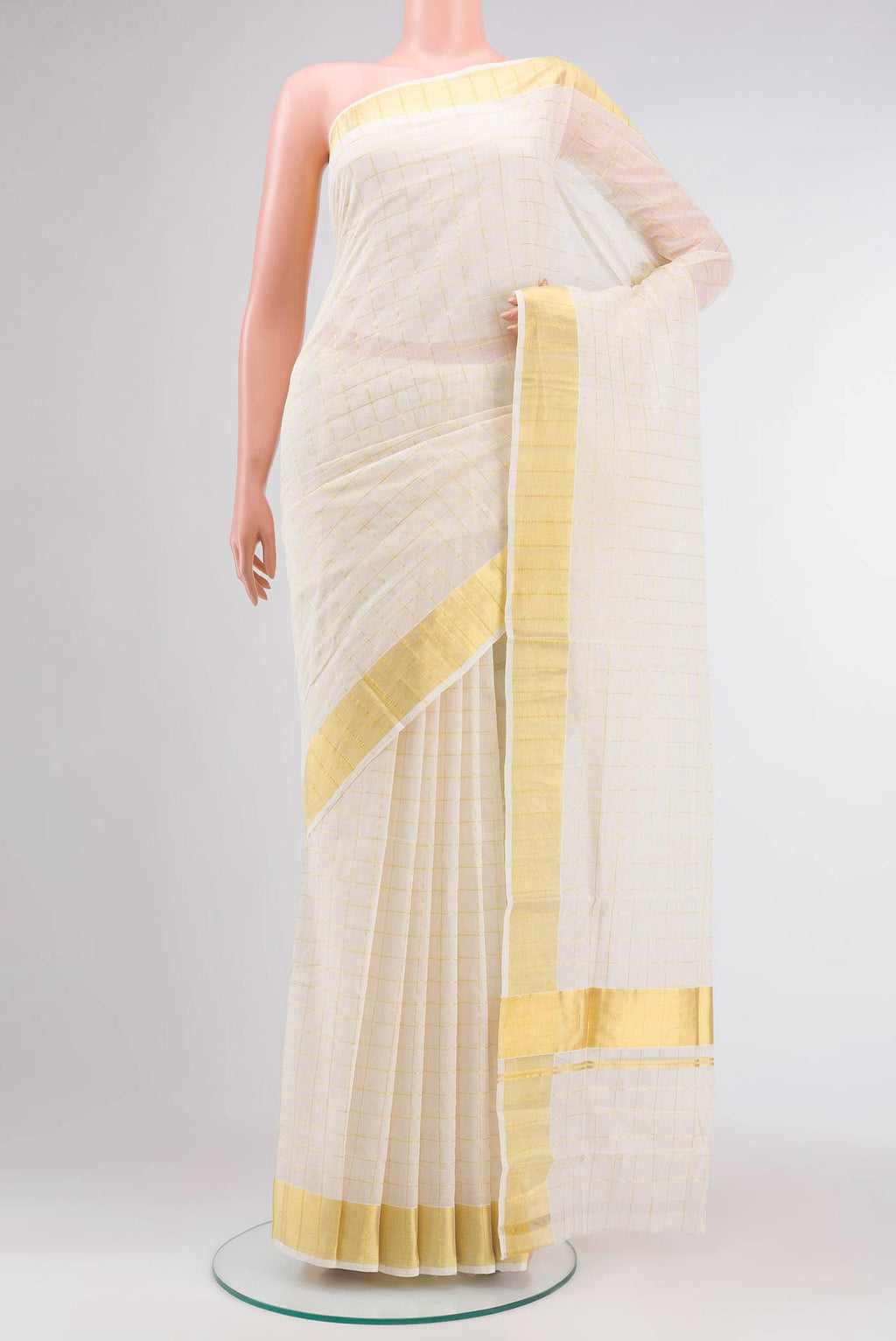 Off White Kerala Cotton Saree