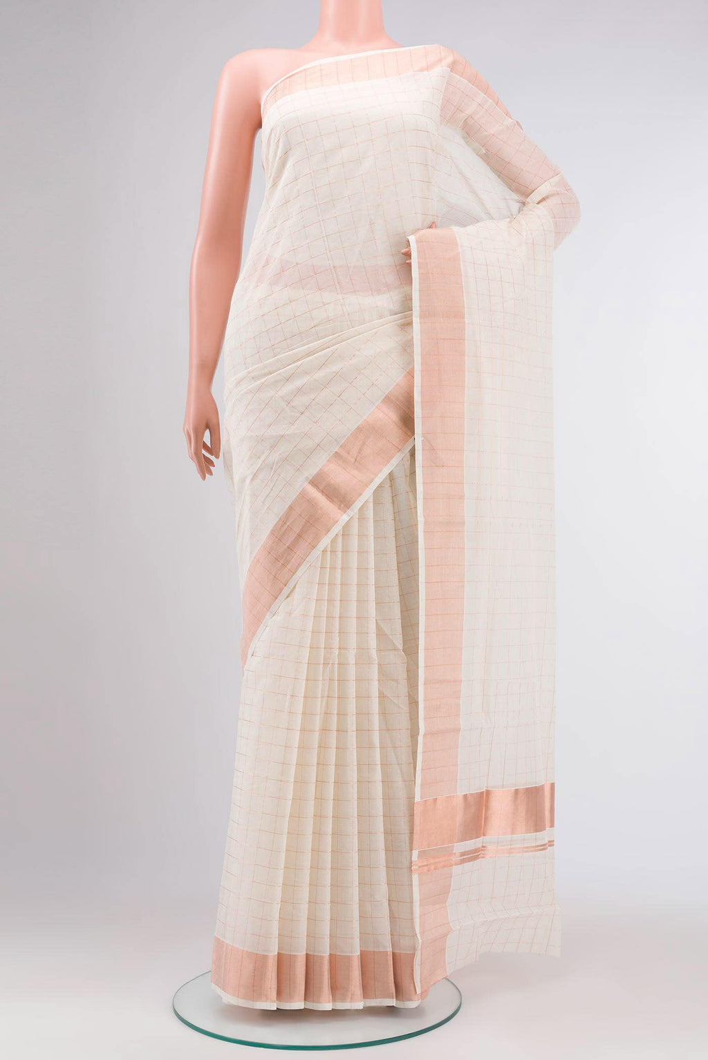 Off White Kerala Cotton Saree