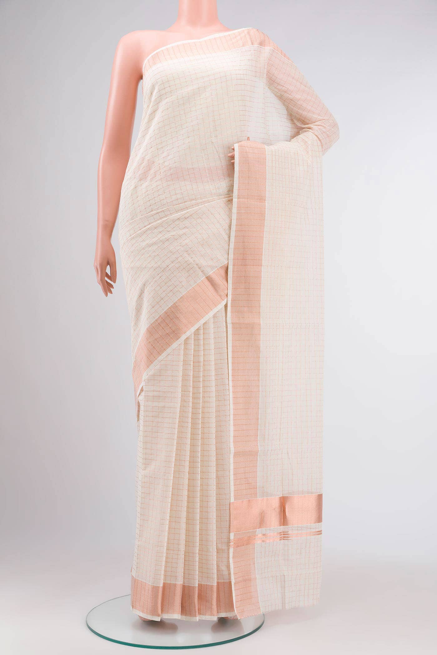 Off White Kerala Cotton Saree