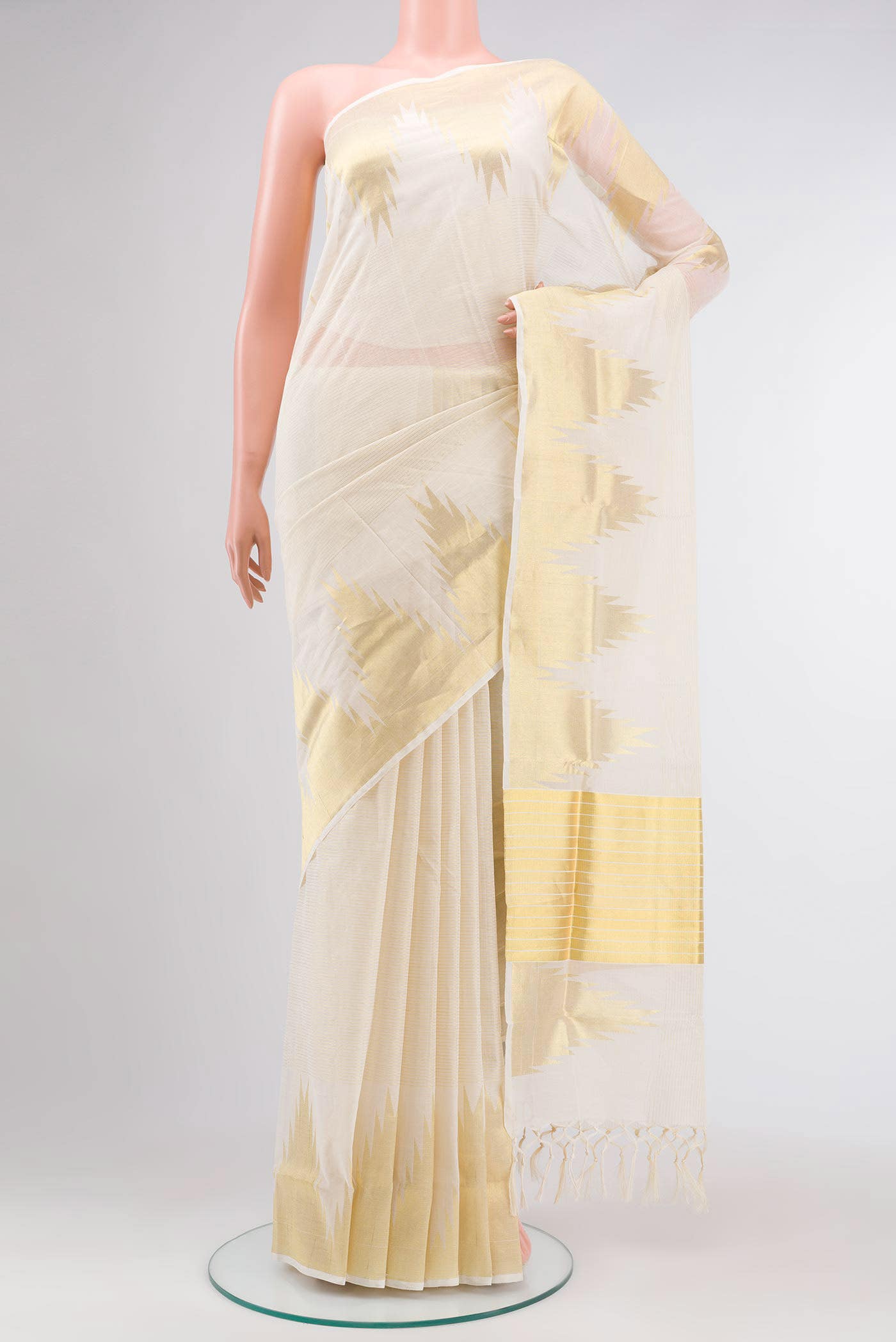 Off White Kerala Cotton Saree