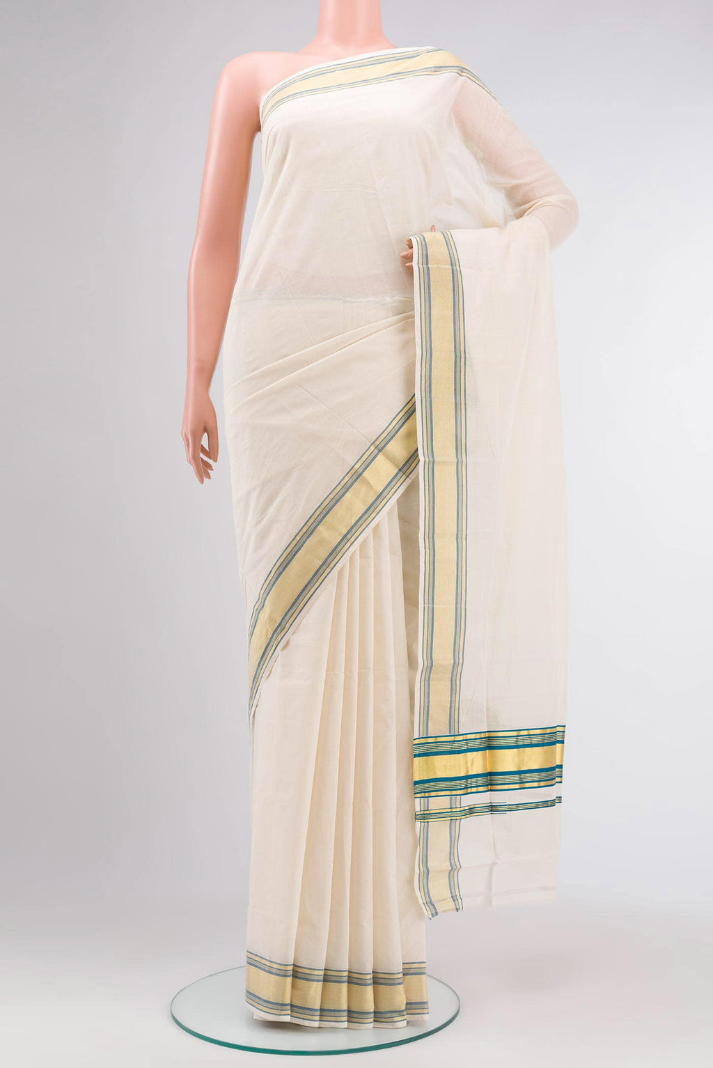 Off White Kerala Cotton Saree