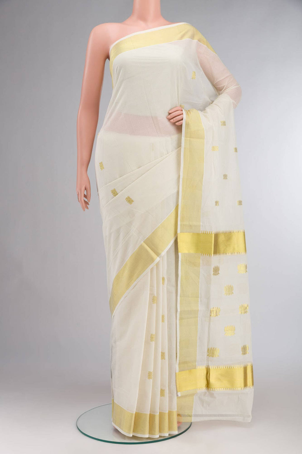 Off White Kerala Cotton Saree