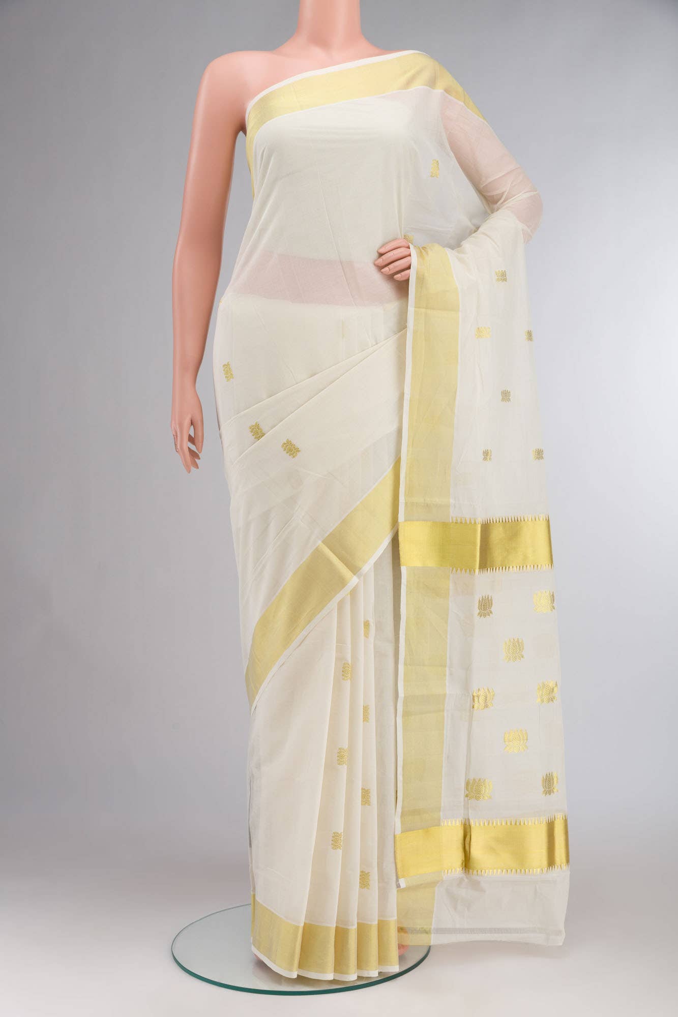 Off White Kerala Cotton Saree