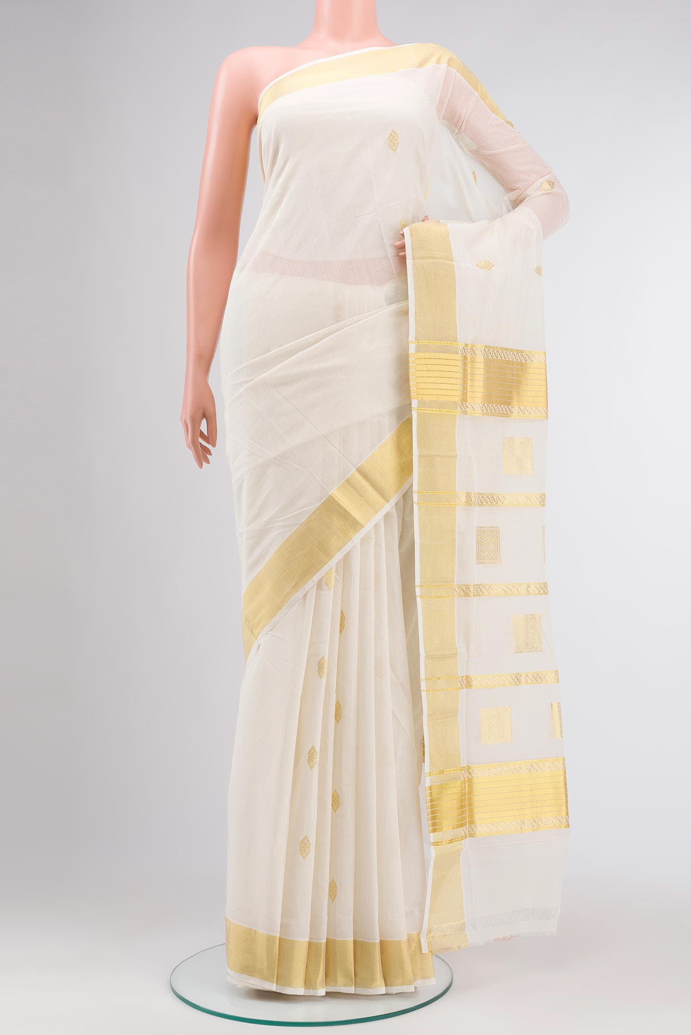 Off White Kerala Cotton Saree