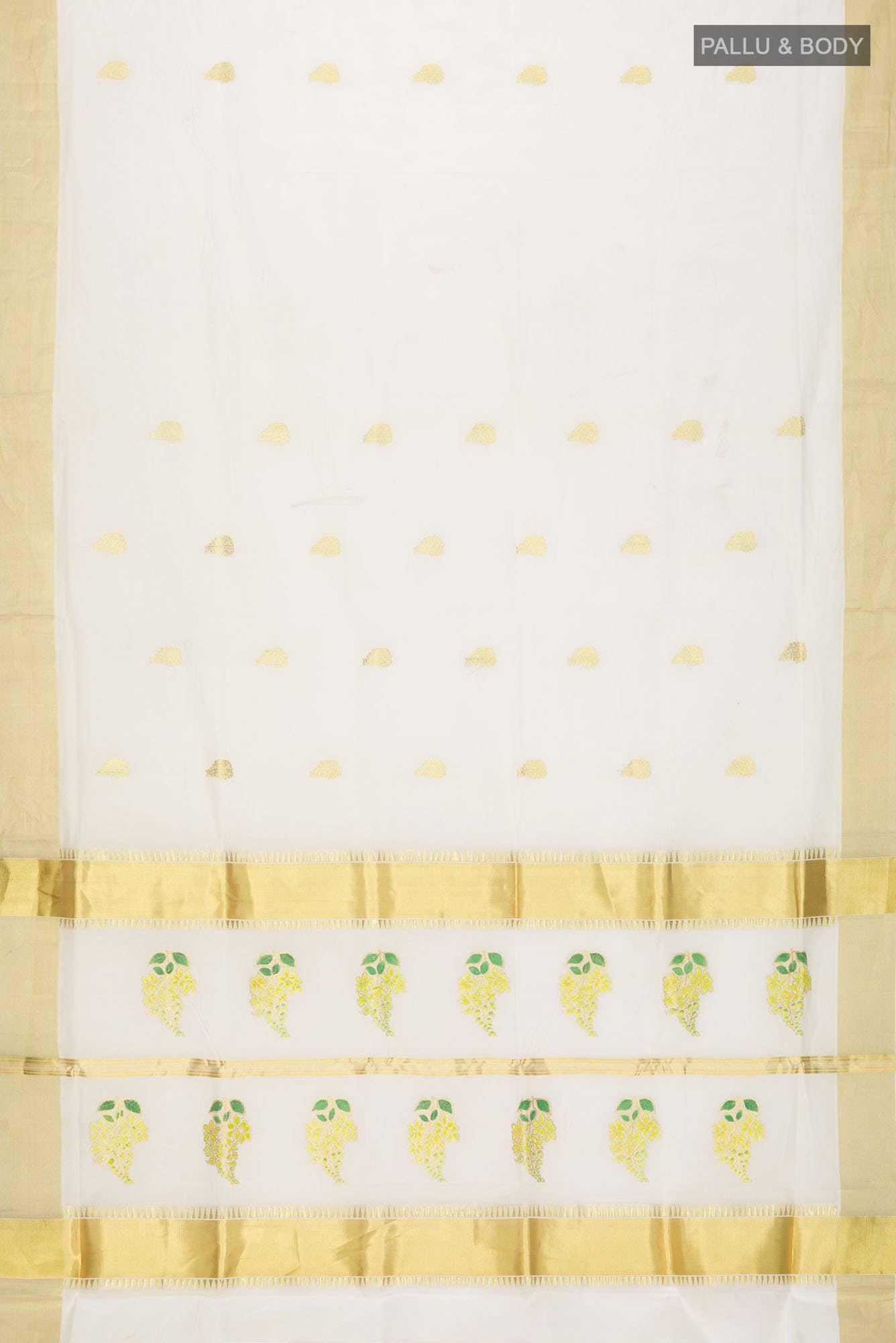 Off White Kerala Cotton Saree