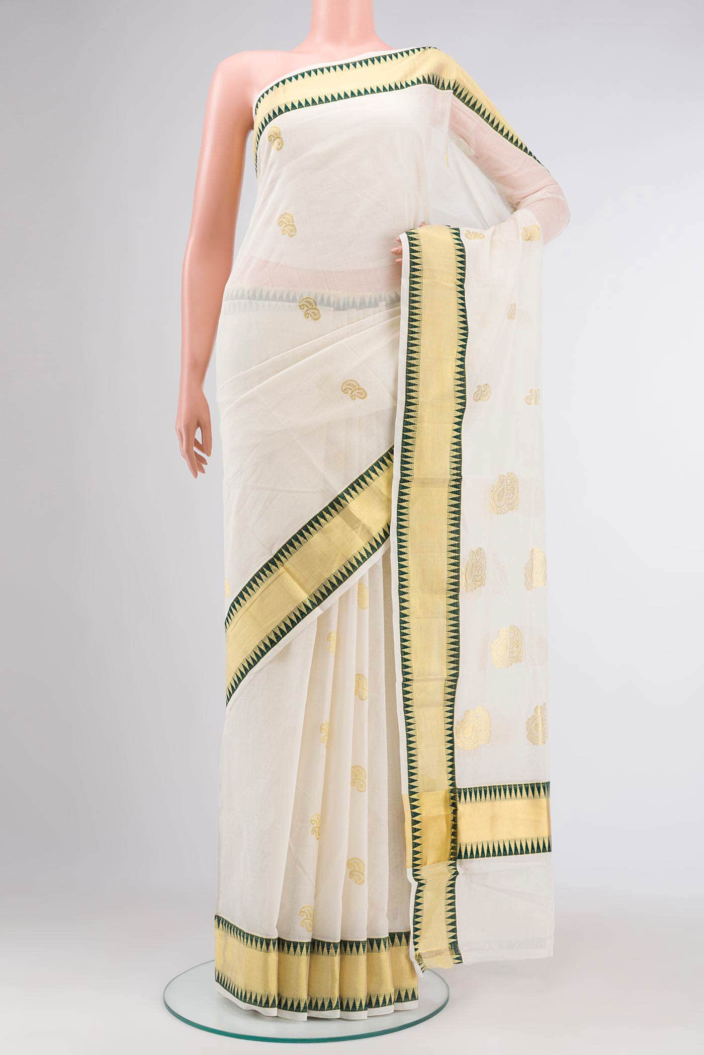 Off White Kerala Cotton Saree