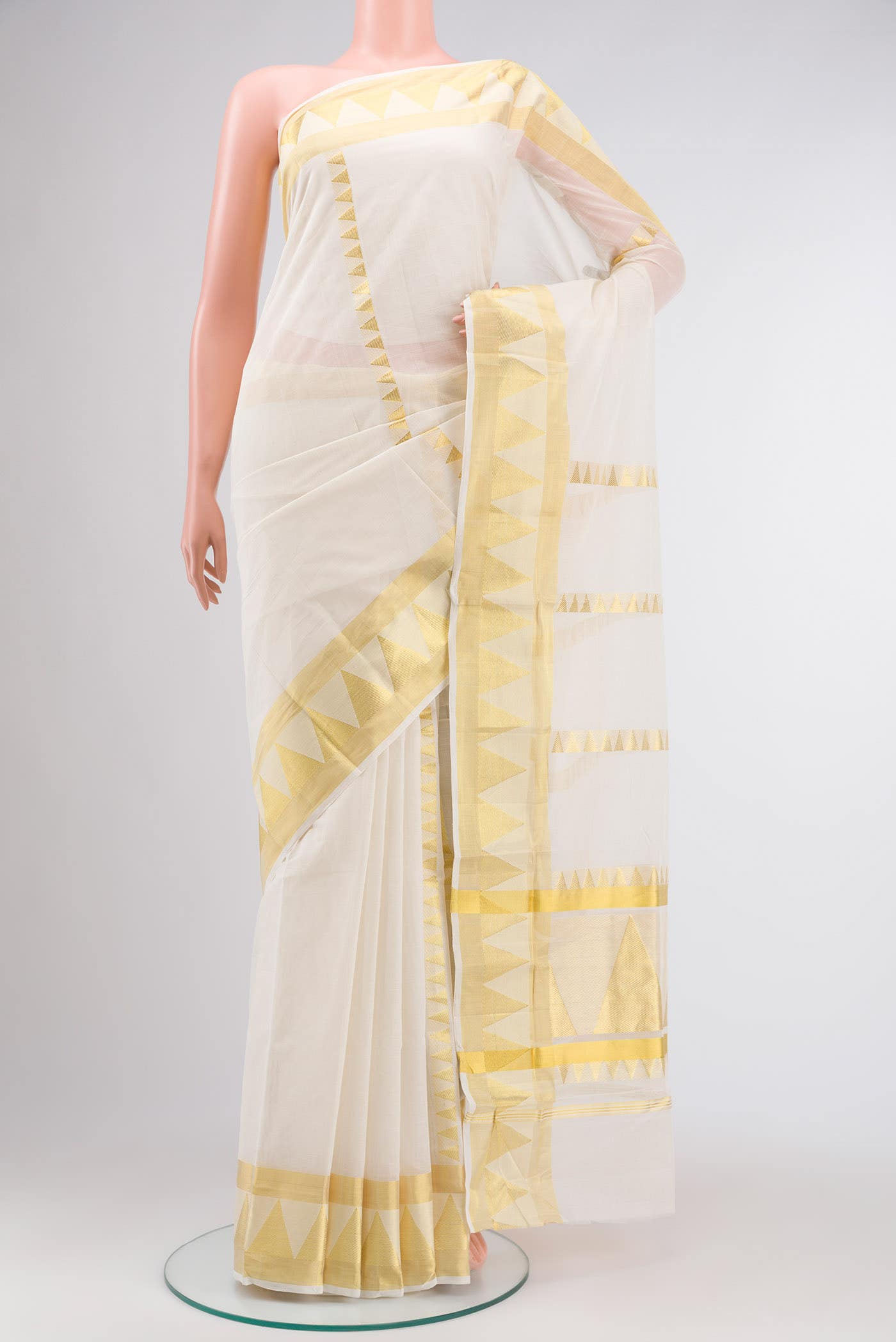Off White Kerala Cotton Saree