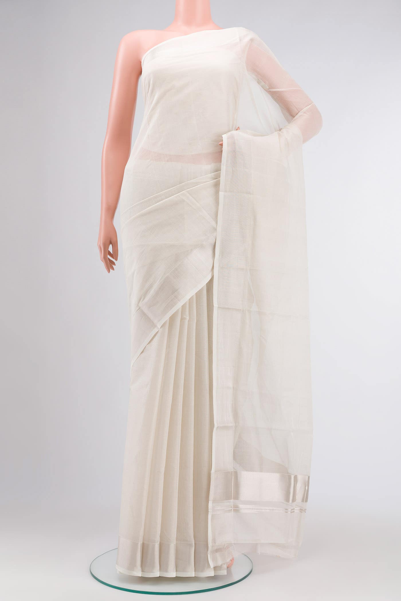 Off White Kerala Cotton Saree