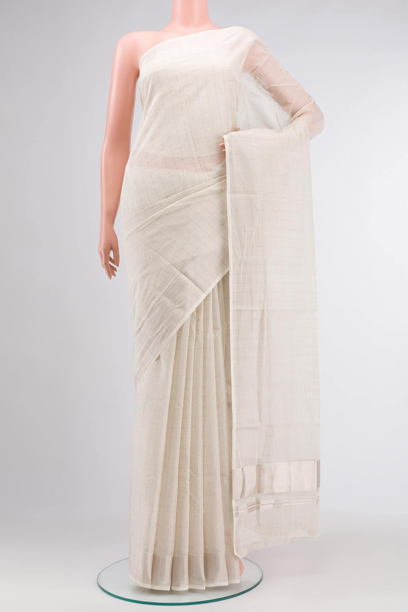 Off White Kerala Cotton Saree