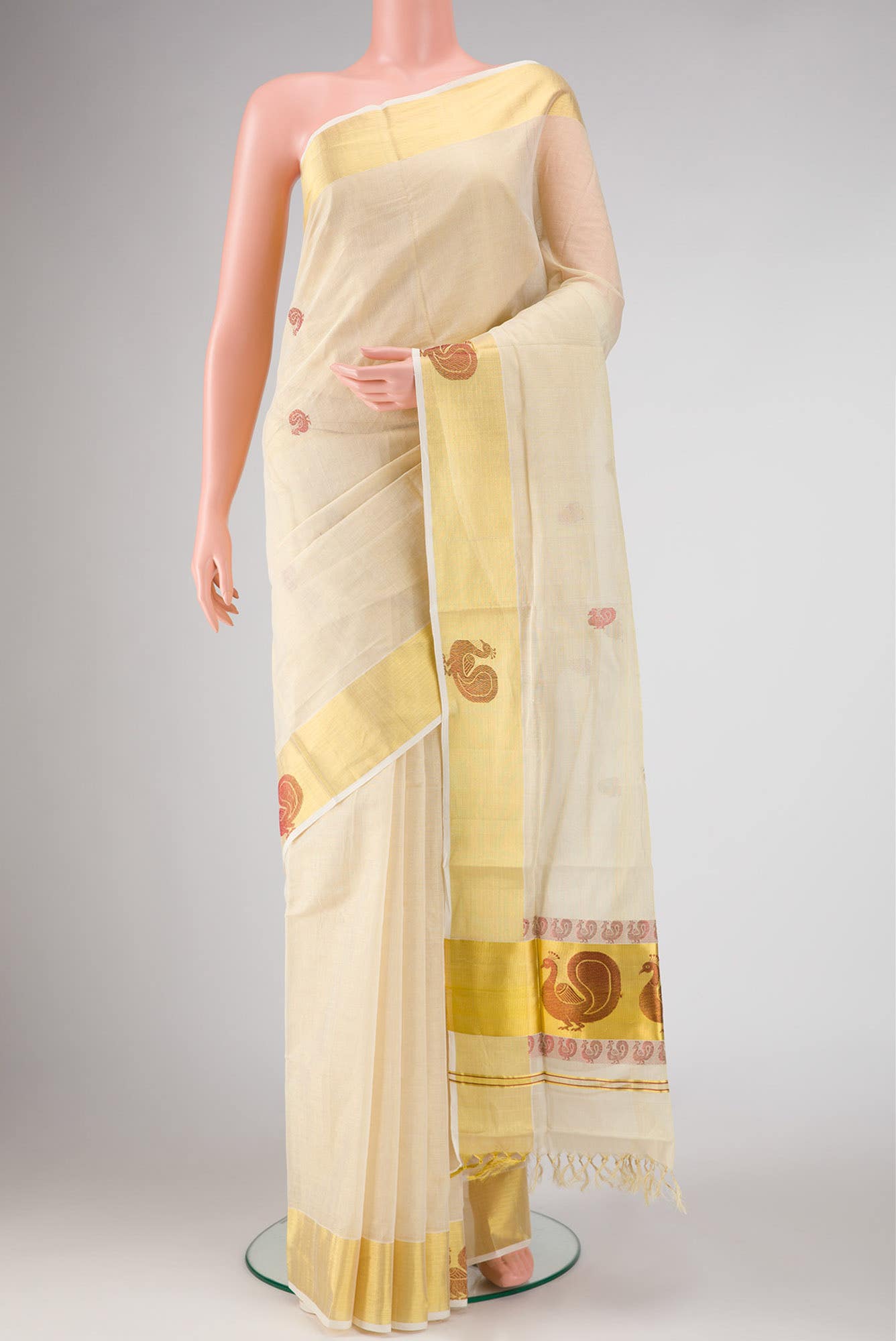 Sandal Dual Tone Kerala Cotton Saree