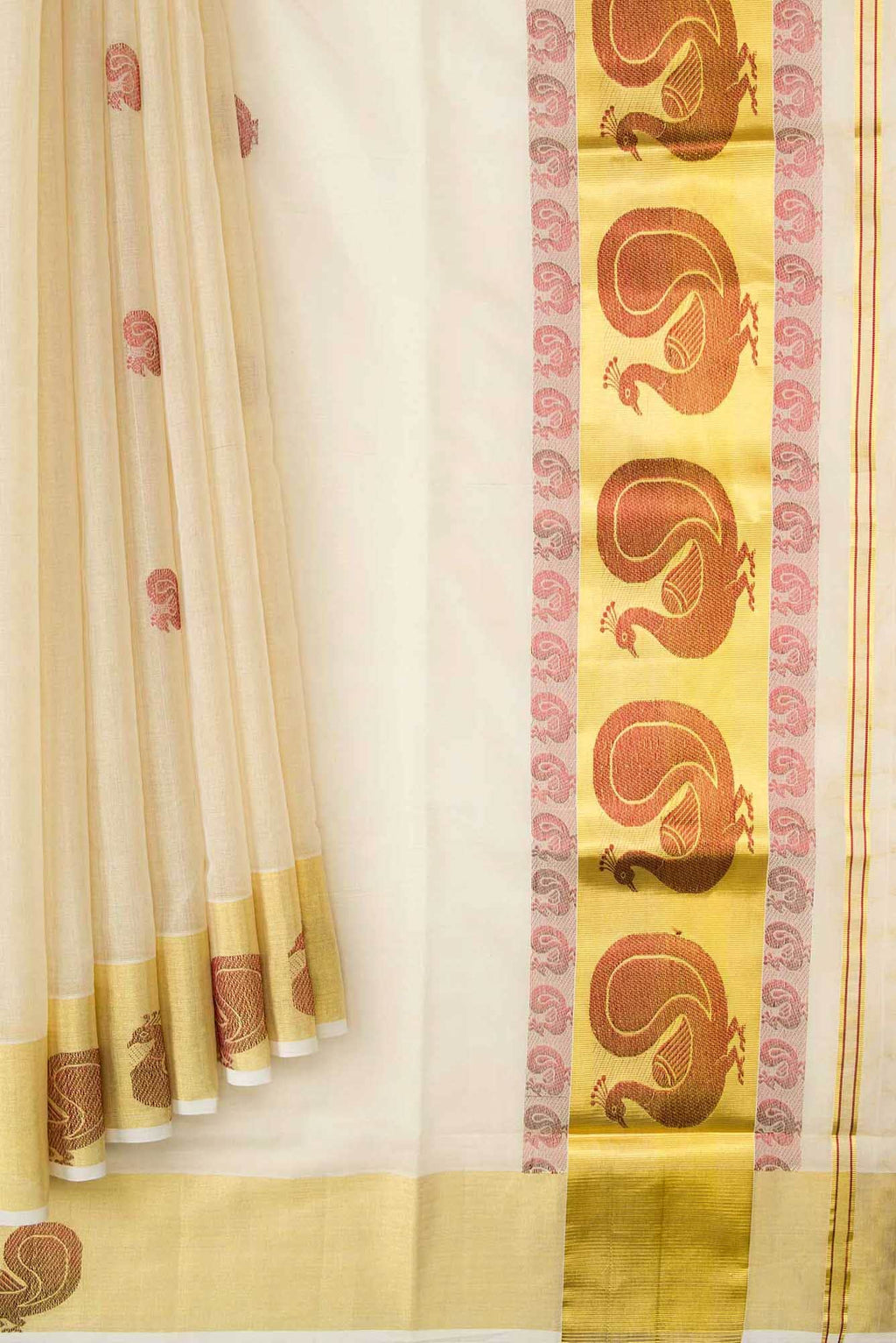 Sandal Dual Tone Kerala Cotton Saree