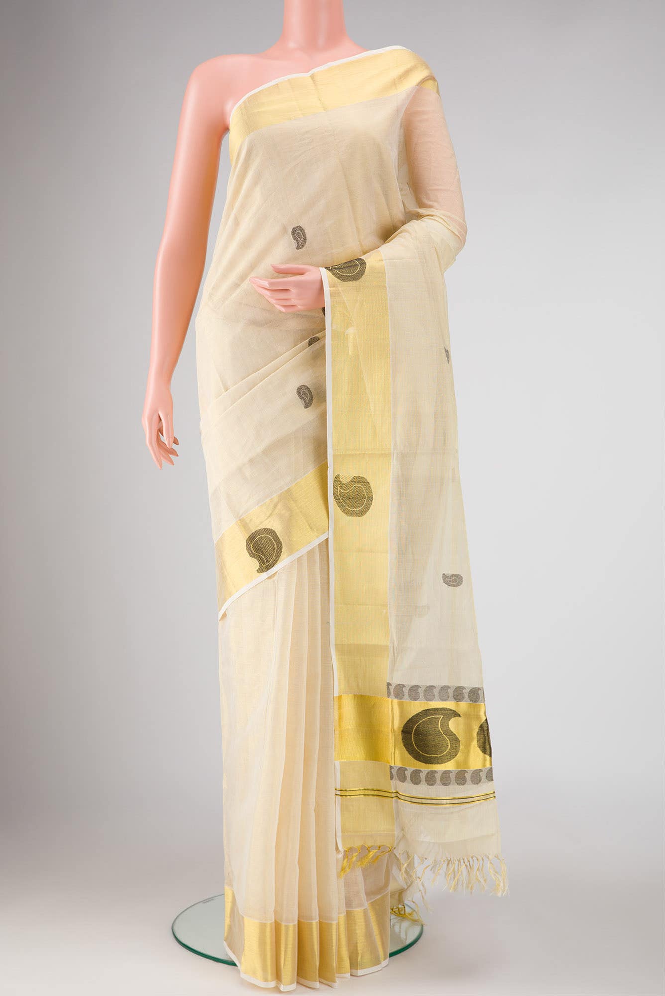Sandal Dual Tone Kerala Cotton Saree