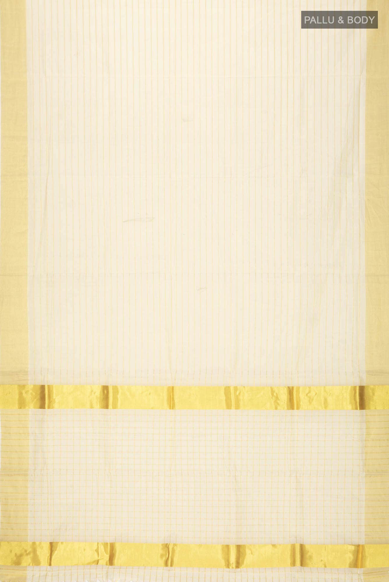 Cream with Gold Dual Tone Kerala Cotton Saree
