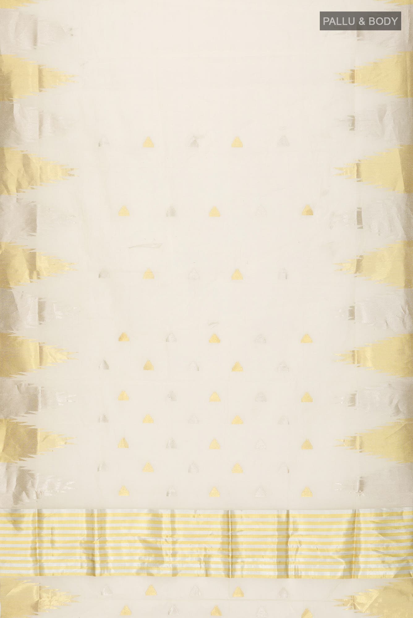 Cream with Gold Dual Tone Kerala Cotton Saree